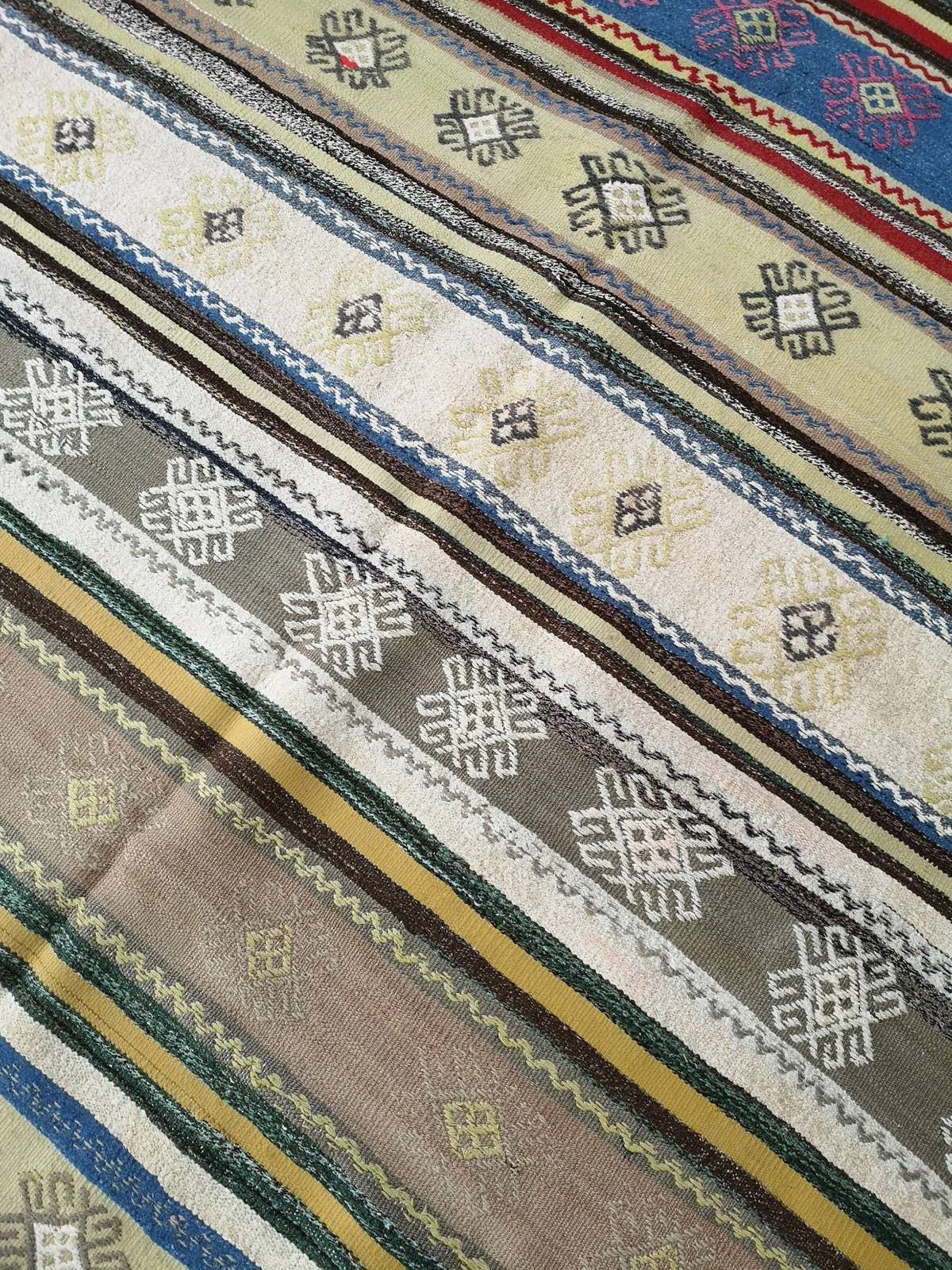 Vintage Kilim Rug, Colorful Ethnic Oushak, 5.7 x 13.3 ft