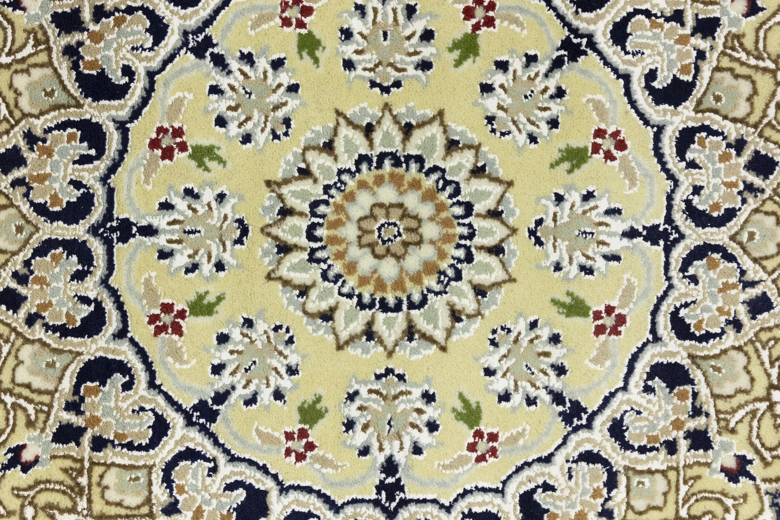 Handmade Cream Traditional Indo-Nain Round Oriental Rug Floral Room Decor 7X7 ft