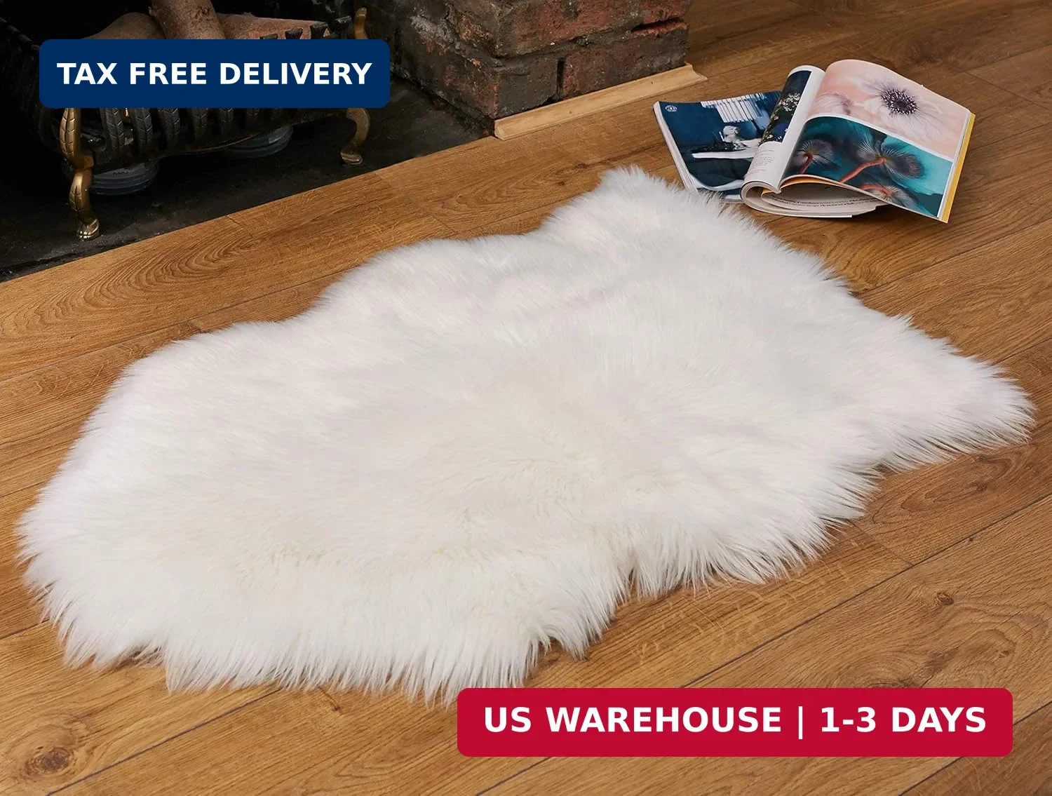 Faux Fur Fluffy Sheepskin Rug for Home Decor – Couch/Chair Covers Furry Area Rug