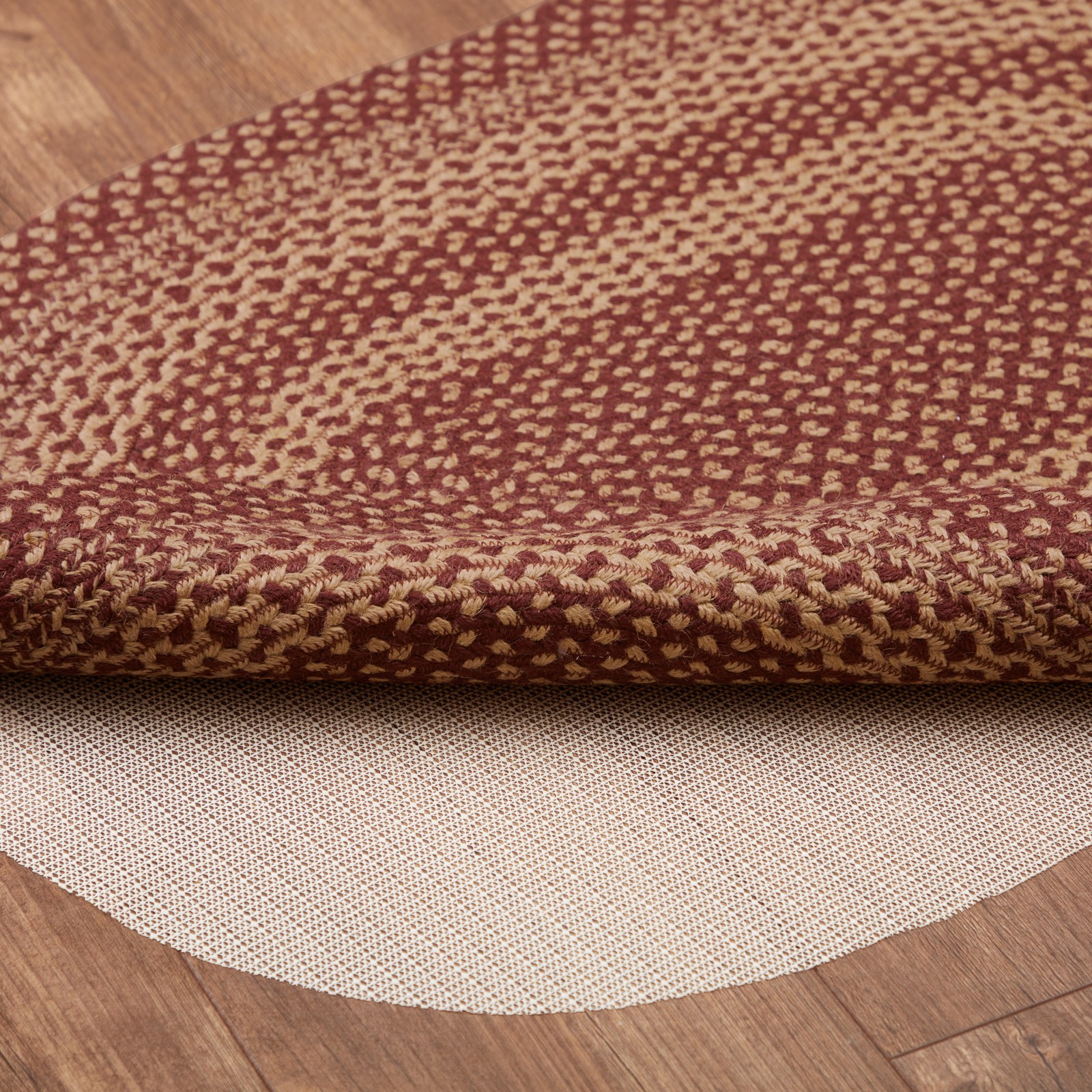 Burgundy Tan Jute Rug Rect 20×30 (Oval 24×36) VHC Brands