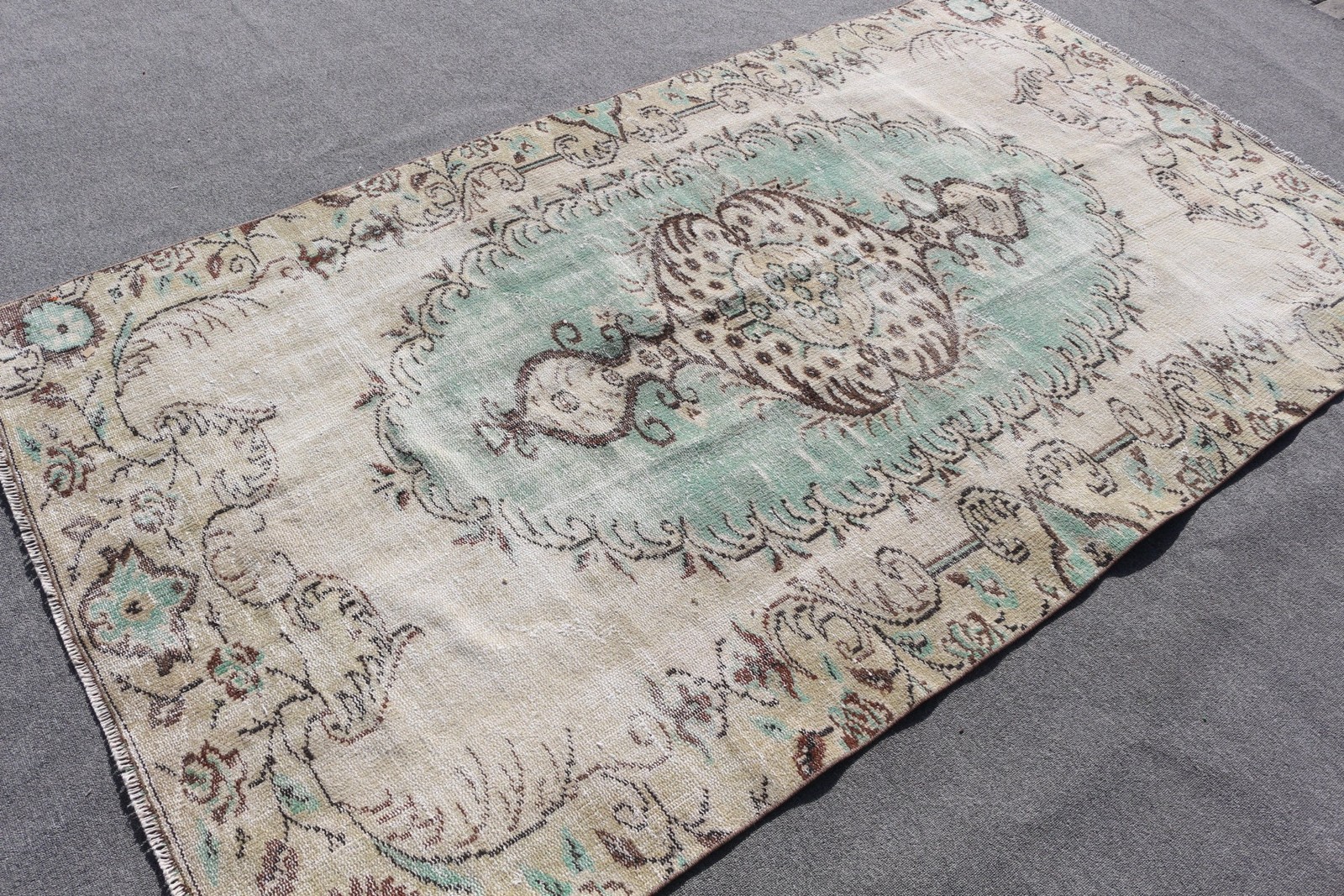 Vintage 4,7×8,4 ft Rug, Turkish Rug, Blue Oriental Wool Rug