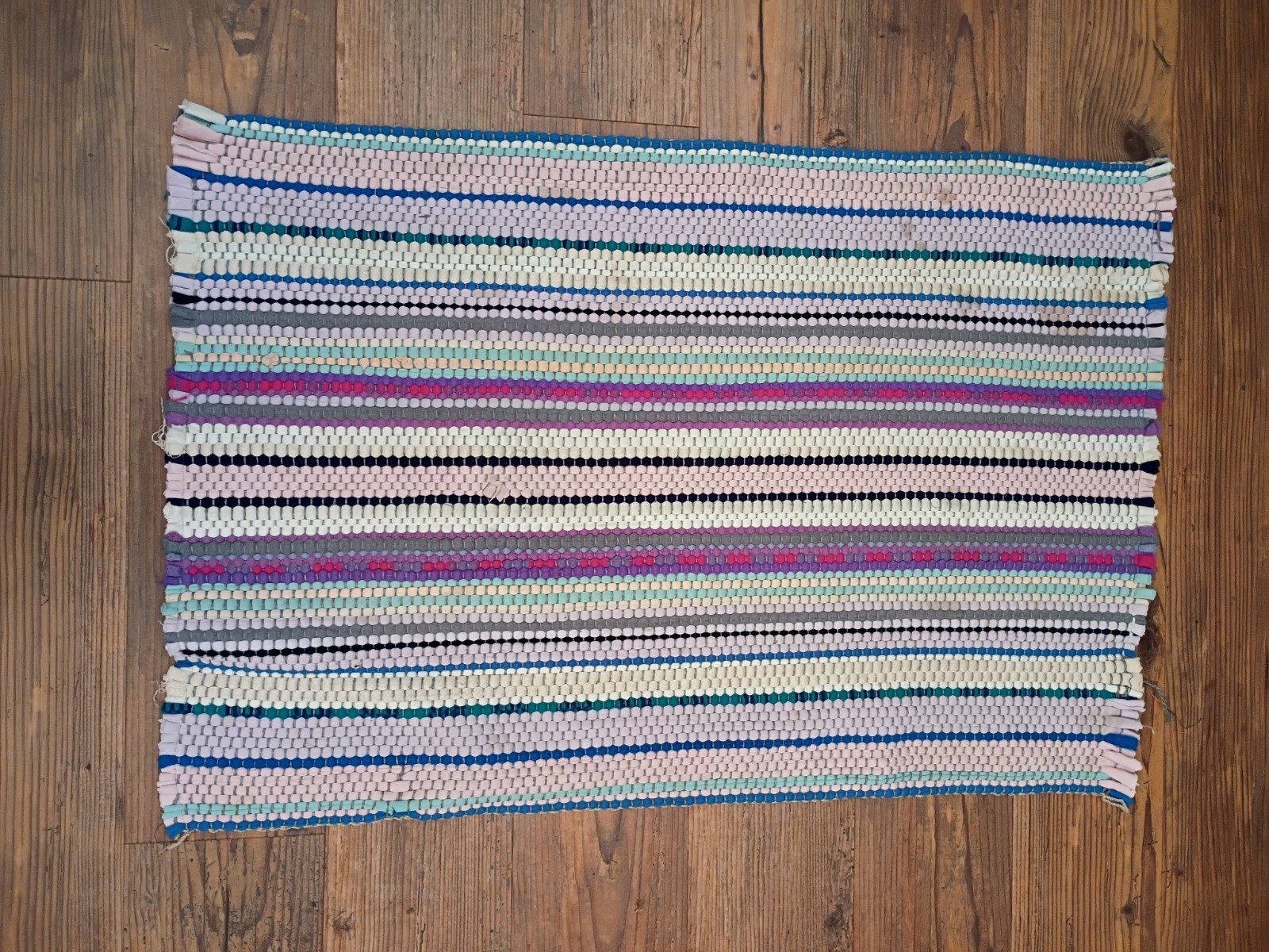 Vintage Rag Rug Door Great Multi Varity Colors Retro Farmhouse 27-1/2 X18-1/2