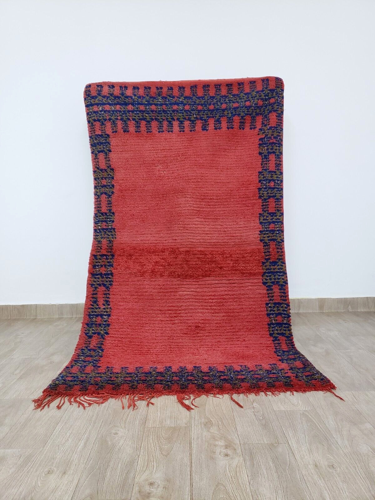 Berber Old Vintage Area Rug Red Tribal Wool Rugs Moroccan Handmade Azilal Carpet