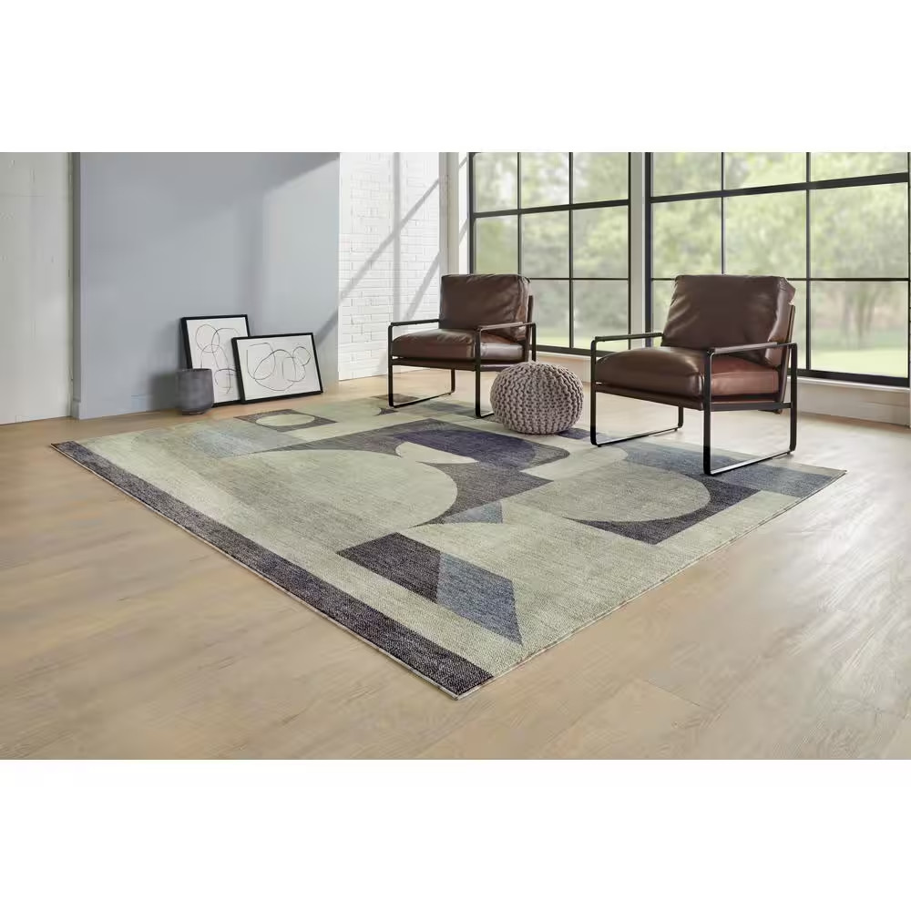 Beckett Charcoal 6 Ft. X 9 Ft. Modern Geometric Living Room/Bedroom/Dining Room
