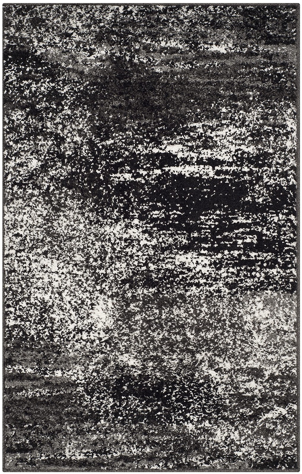 Adirondack Collection Accent Rug – 2’6″ x 4′, Silver & Black, Modern Abstract…
