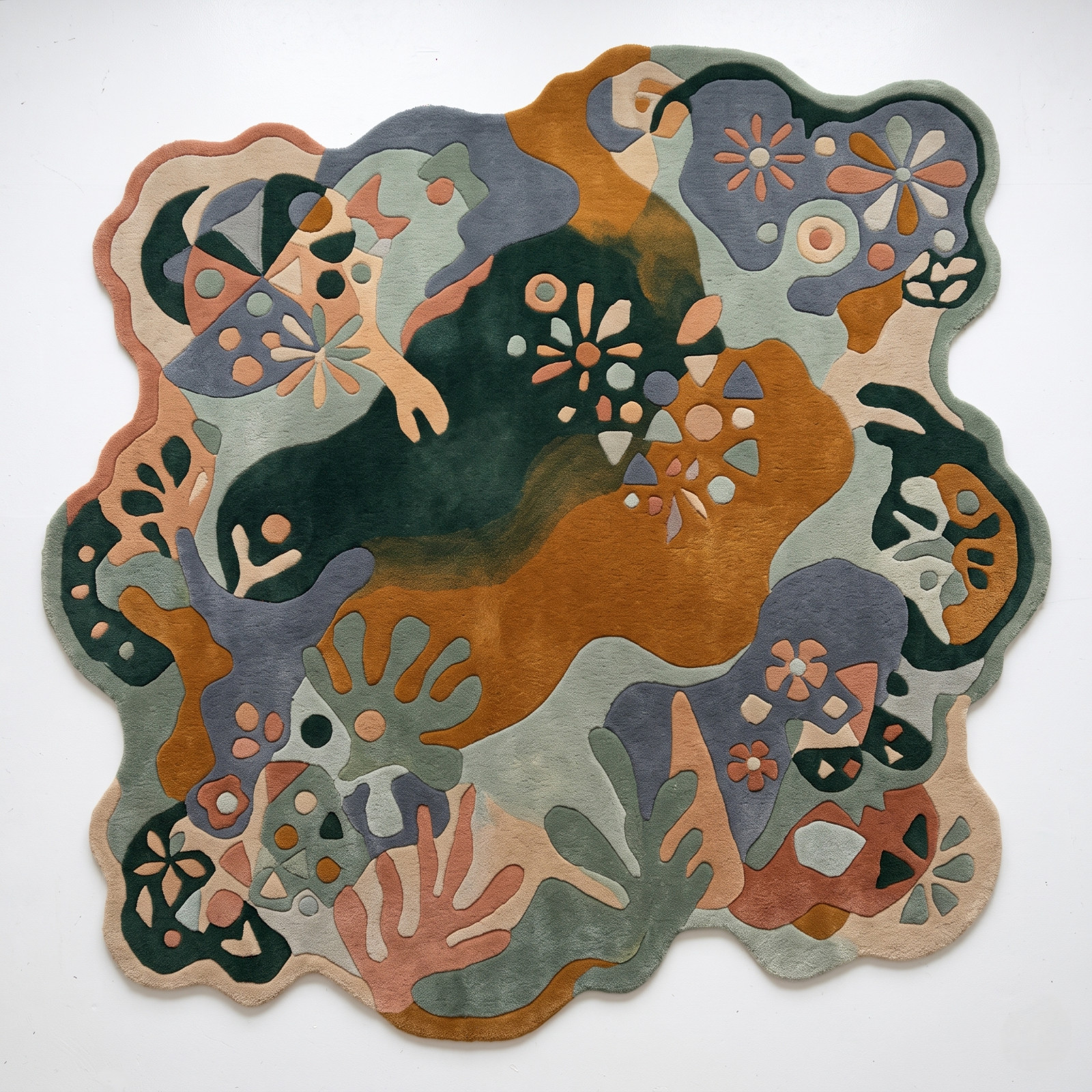 Luxurious Abstract Irregular Handmade Wool Area Rug Modern Unique Design RS Rugs