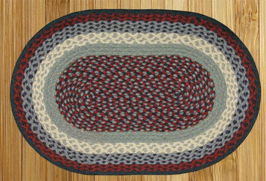 Braided Jute Oval Area Rug. Earth Rugs. Burgundy, Blue, Cream. Many Sizes