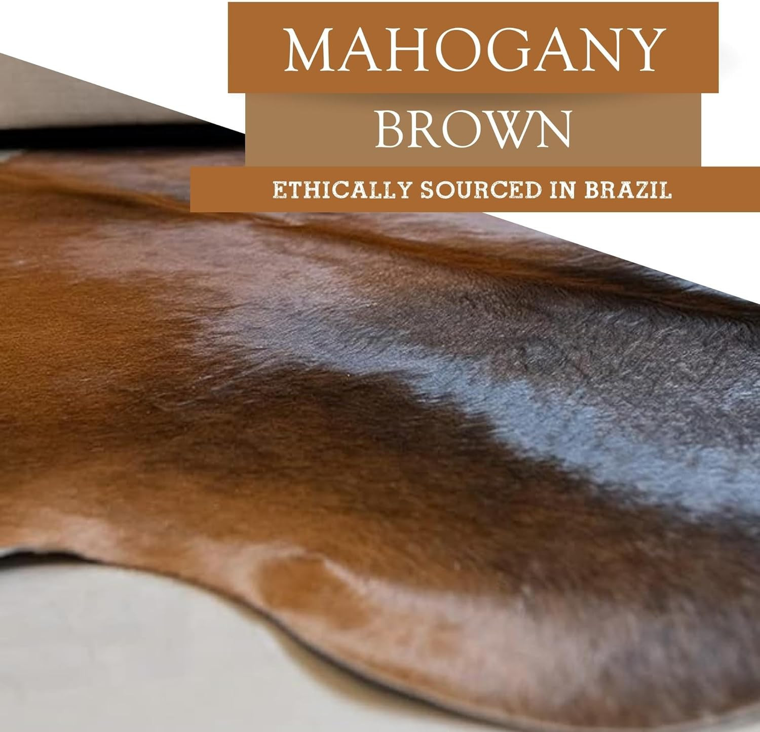 Genuine Mahogany Brown Cowhide Rug – Extra Large Modern Floor Carpet 6X7-8 Ft.