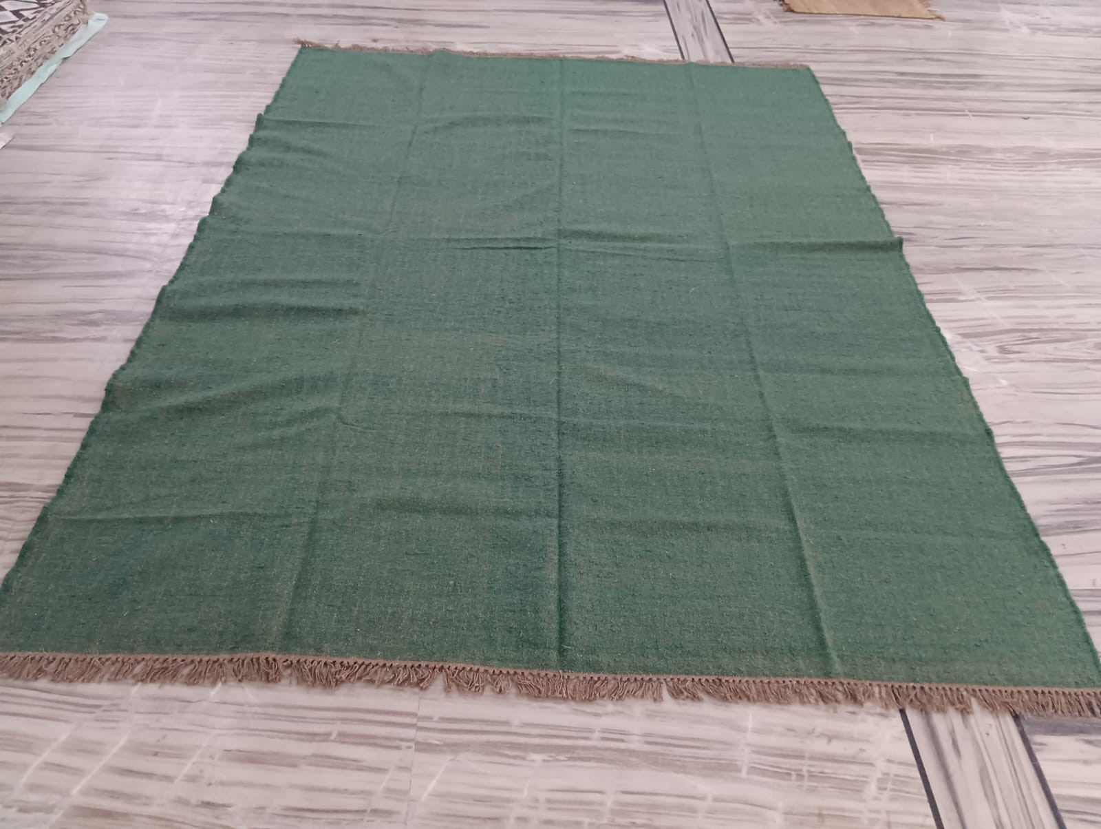 Handmade Rugs and Carpet Green Color Reversible Modern Wool Rug Living Room Mat