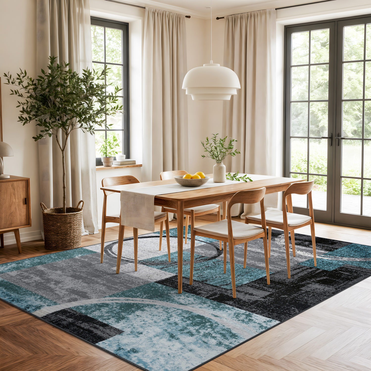 Rugshop Large Area Rugs for Living Room Abstract Circle Rug Modern Rugs 8×10 Rug