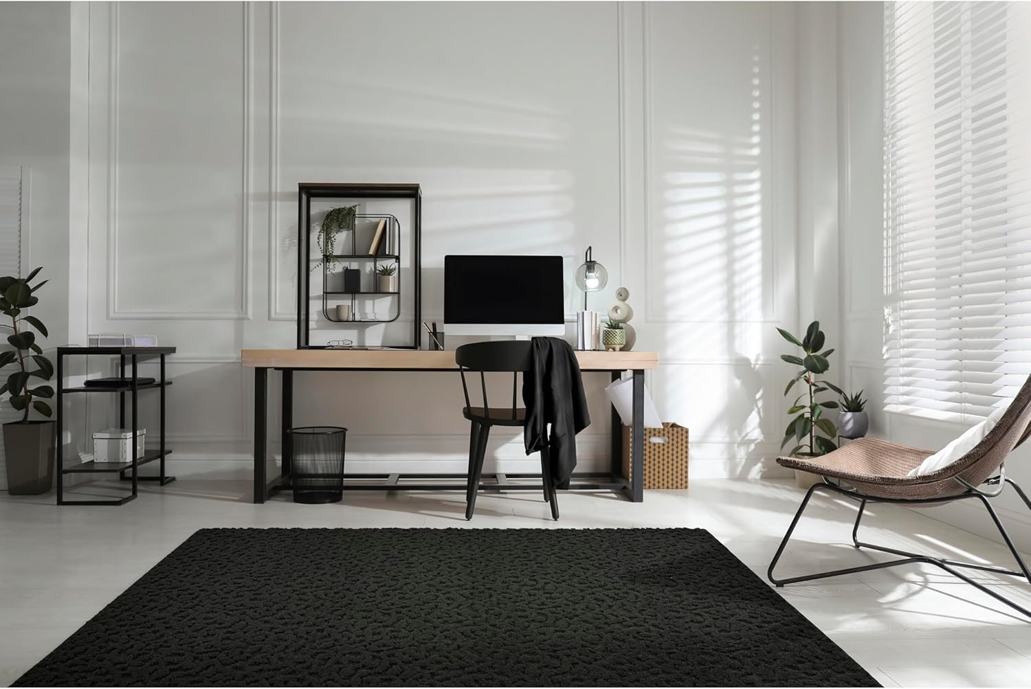 Ivy 6 Ft. X 9 Ft. Black Floral Solid Color Area Rug – Durable, Stylish, and Soft