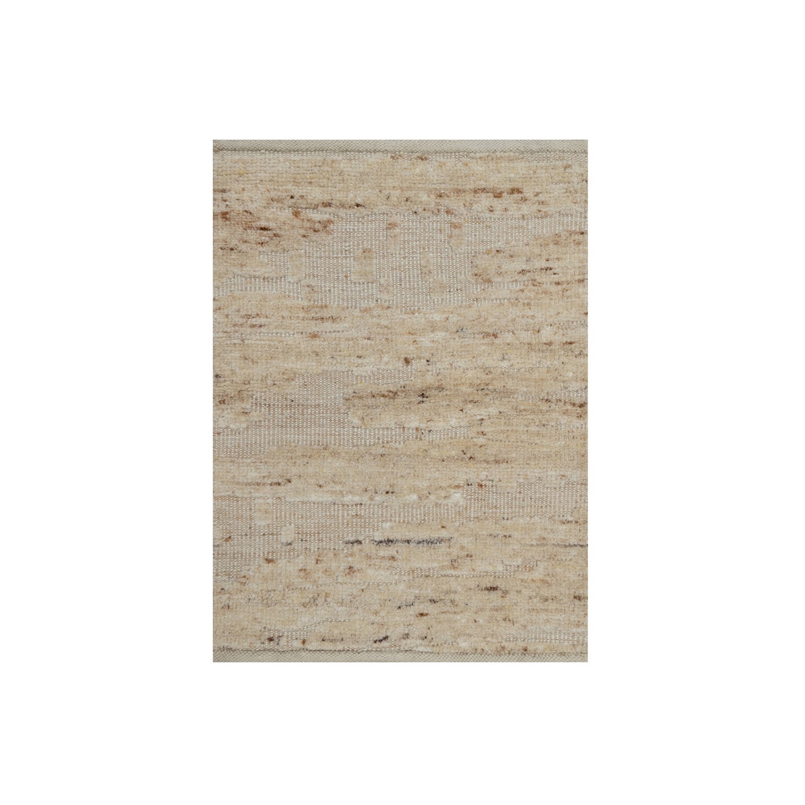 2’2″x3′ Ivory Hand Knotted Textured Modern Pure Wool Mat Oriental Rug 92290