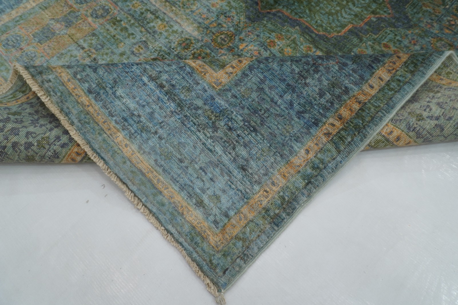 4×6 ft Blue Mamluk Afghan Hand Knotted Wool Medallion Rug