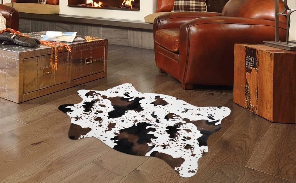 Luxury Cow Print Microfiber Rug 43×29.5 IN – Ideal for Entryway & Living Room