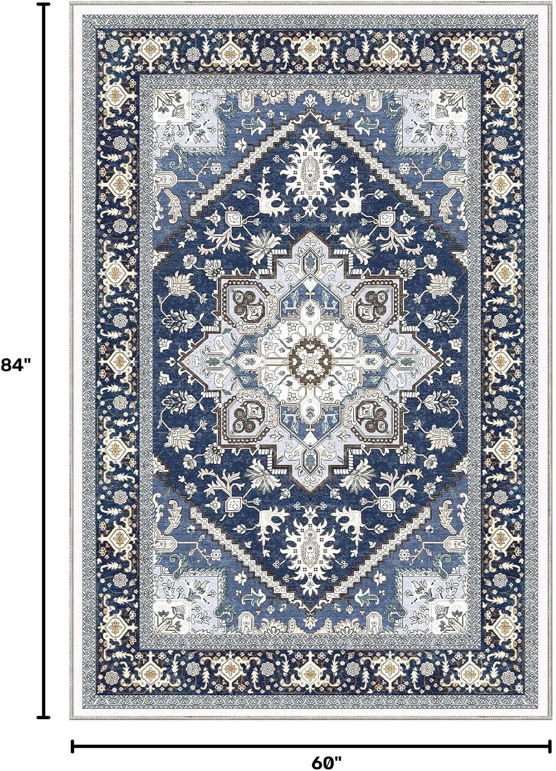 Soft Area Rugs 5X7, 5X7 Washable Rug with Non Slip Backing, 5 X 7 Faux Cashmere