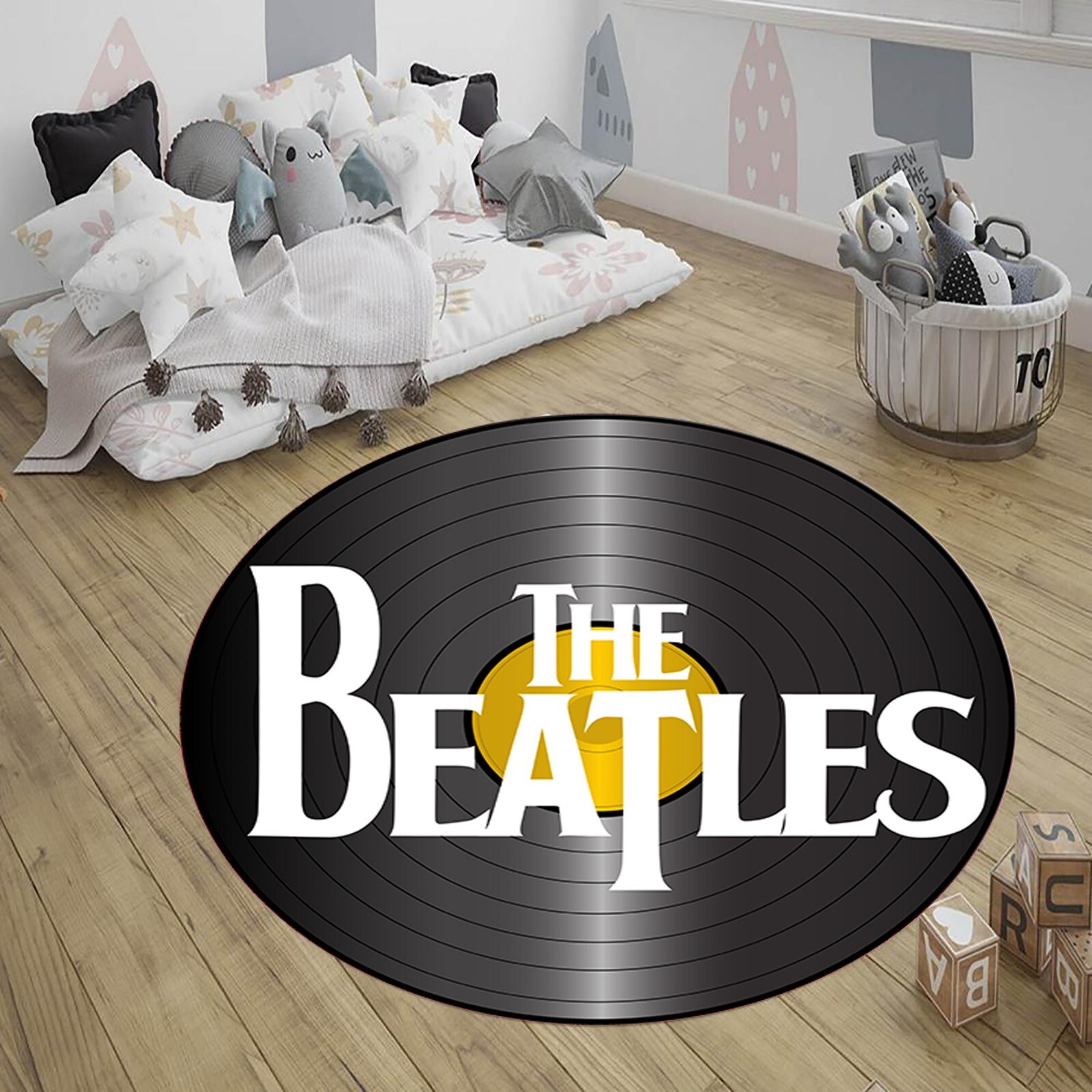 The Beatles Vintage Record Rug – Retro Vinyl Album Inspired Carpet – Music Lover