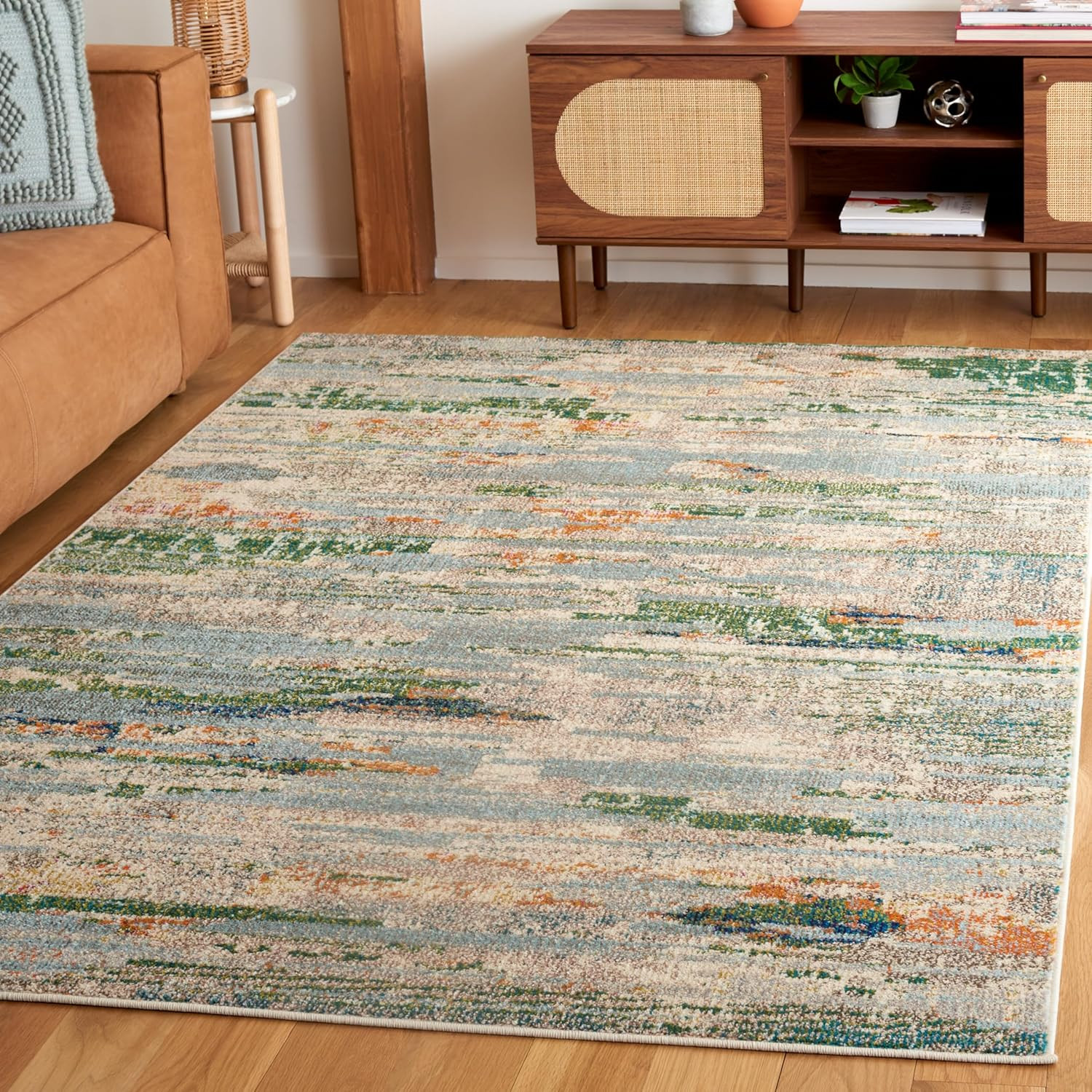 Madision 6′ x 9′ Boho Area Rug – Green & Blue, Non-Shedding, Easy Care