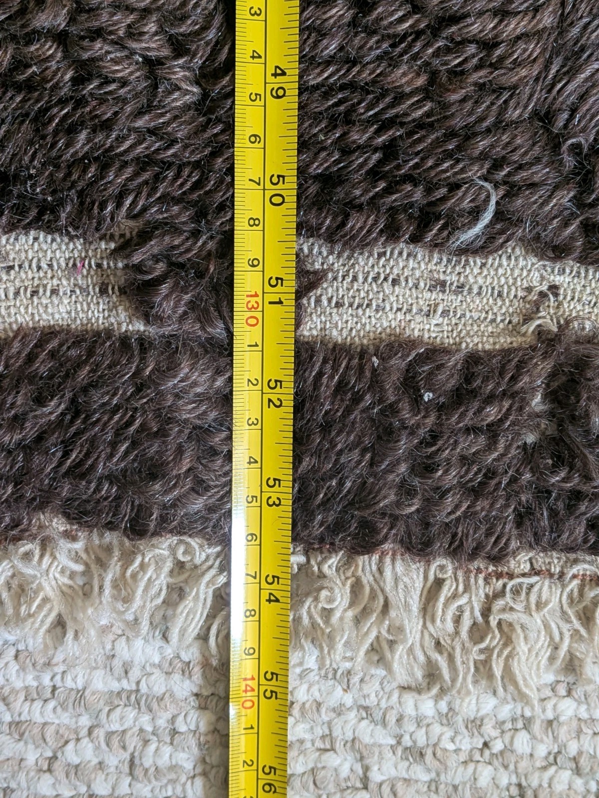 Hand-Woven Wool Turkish Anatorian Tulu Rug Brown Beige 46x55in One-of-a-Kind