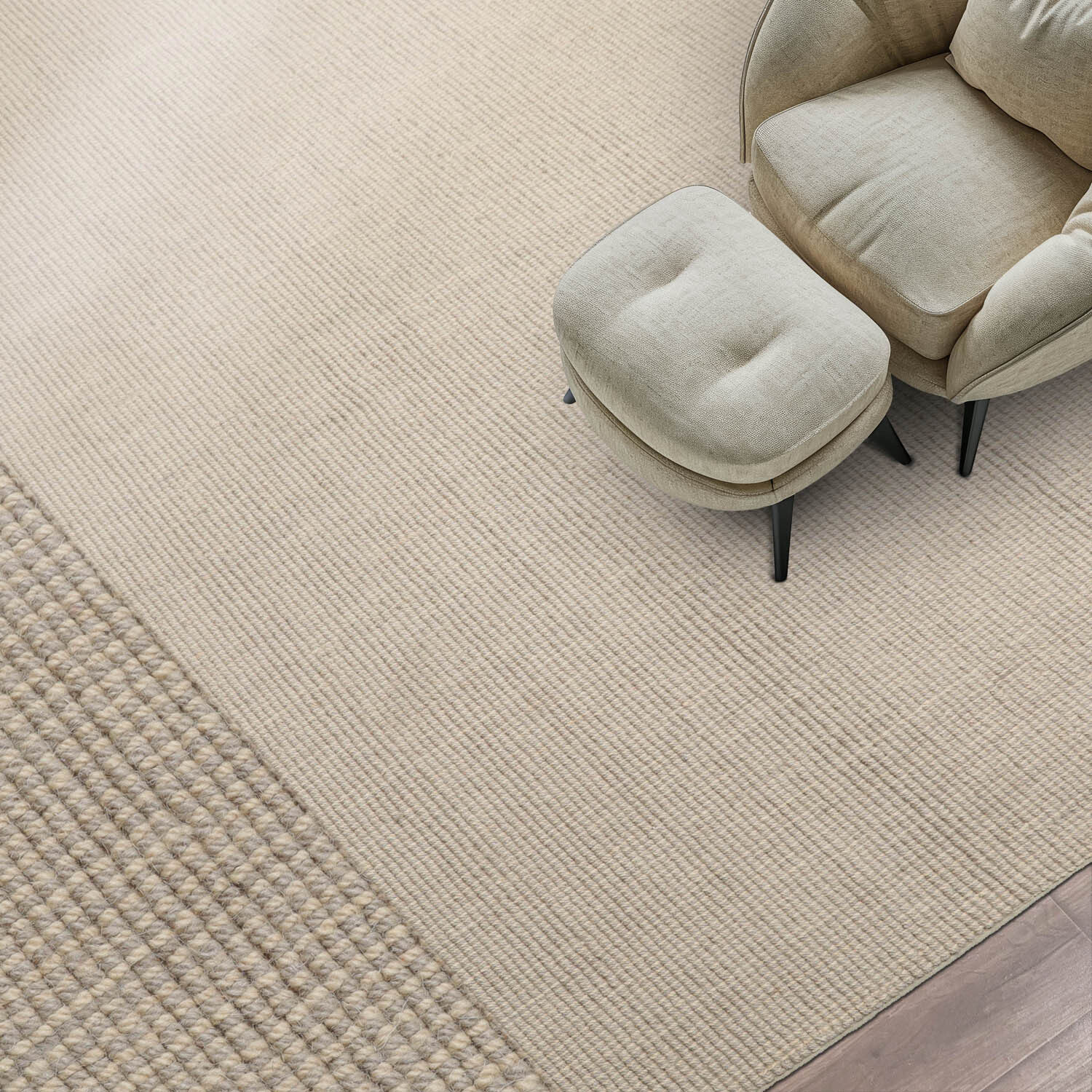 LoomBloom Multi Size Beige Hand Tufted Berber Textured New Zealand Wool Area Rug