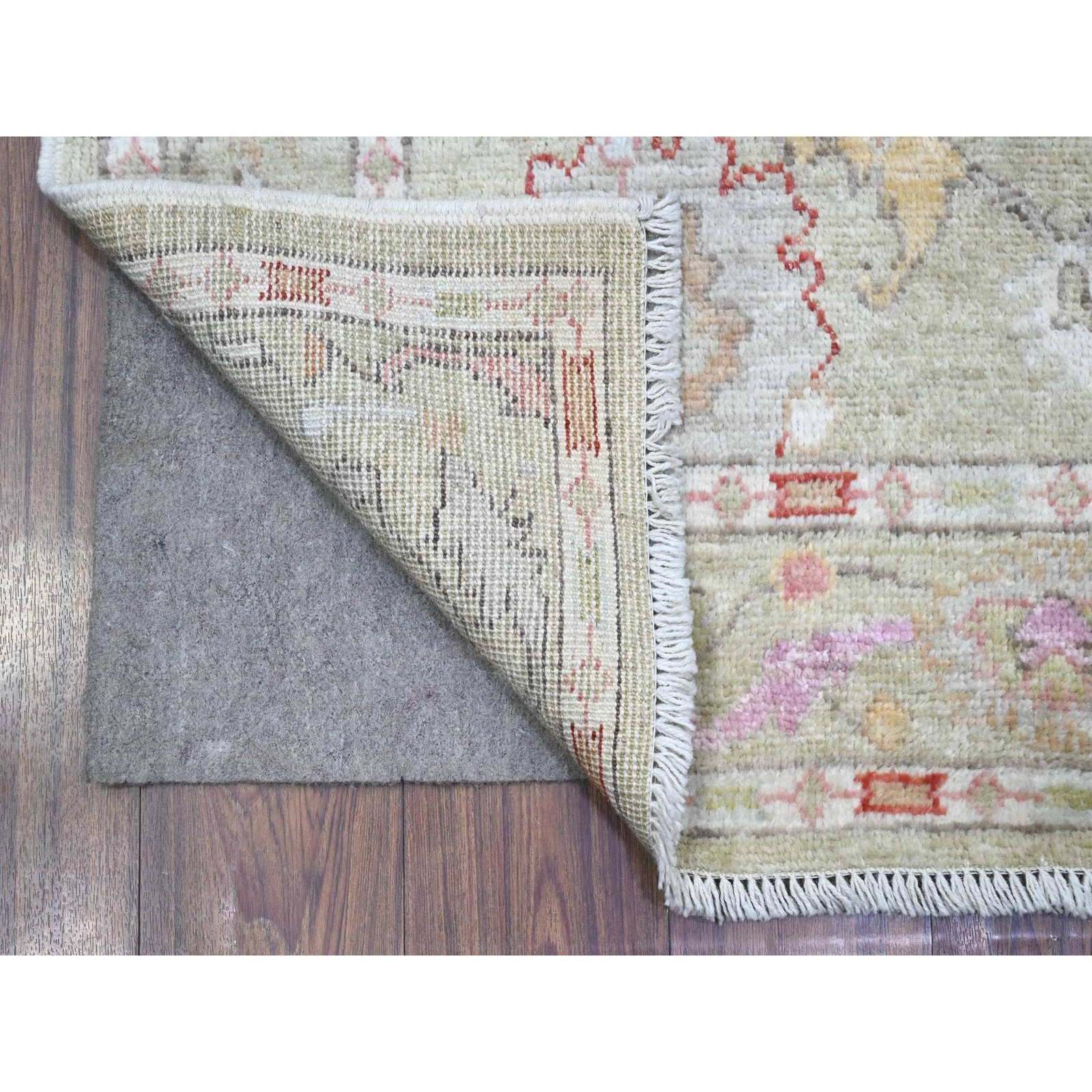 4′ x 15’9″ Moss Green Afghan Angora Oushak Wide Runner Oriental Rug R89567