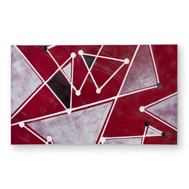 3×5 ft. Black Abstract Outdoor Area Rug – White Triangles Red Background – Re…