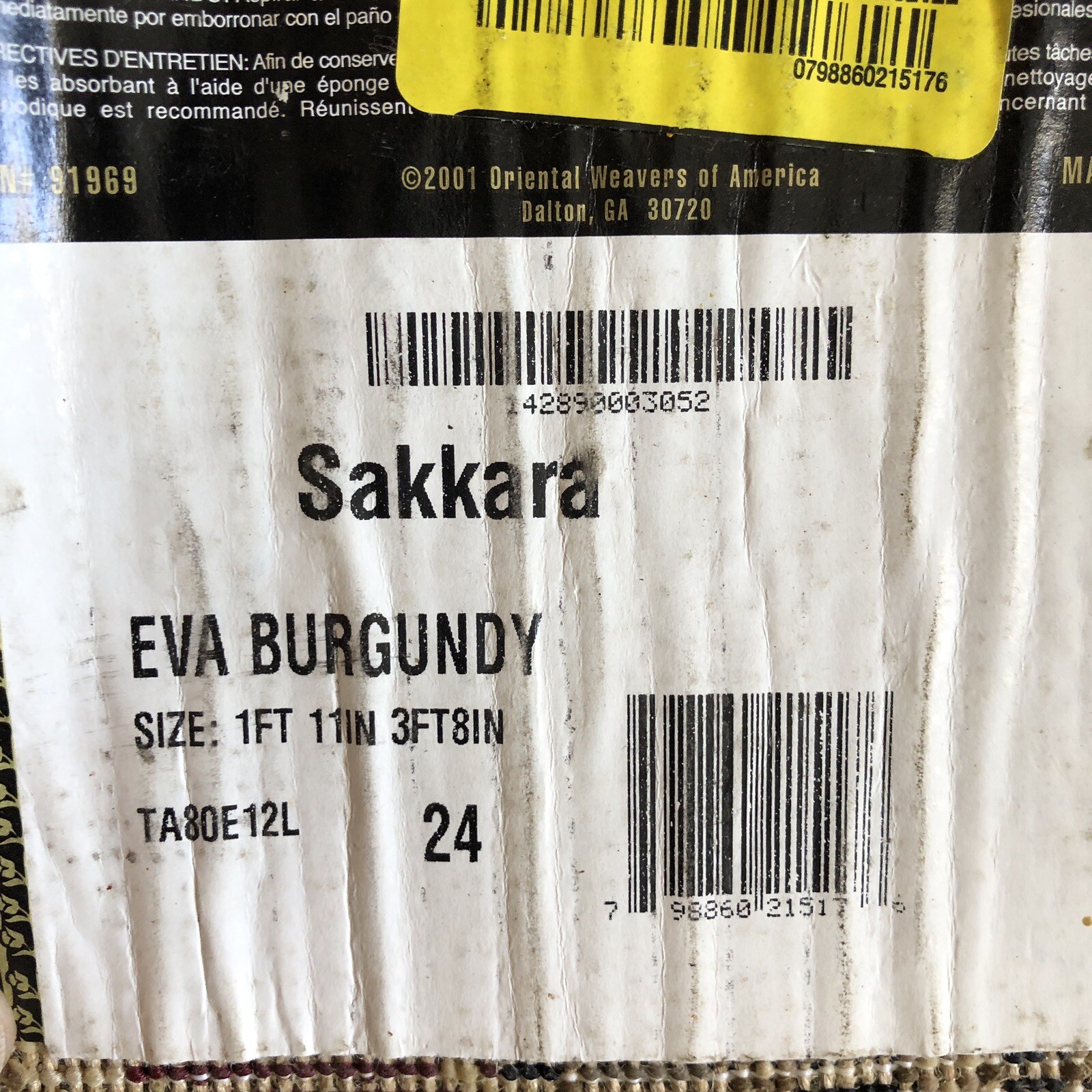 Oriental Weavers of America Sakkara Eva Burgundy Rug TA80E12L 1’11” x 3’8”•New