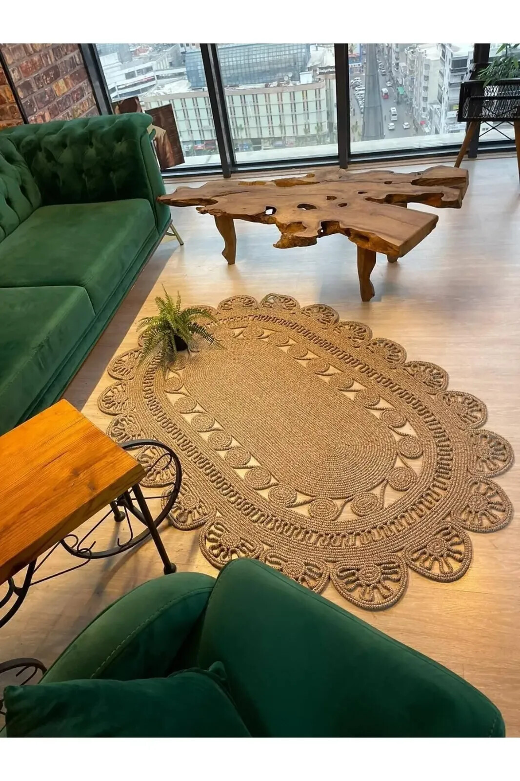Perforated Straw Jute Knitting Rug Special Design Carpet