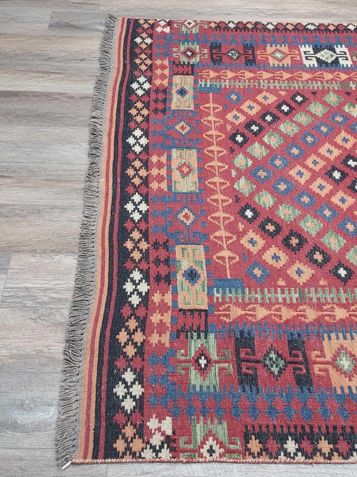 Turkish Vintage Rug,Anatolian HandMade Tribal GeometricKilim Rug, 6×8.9 ft