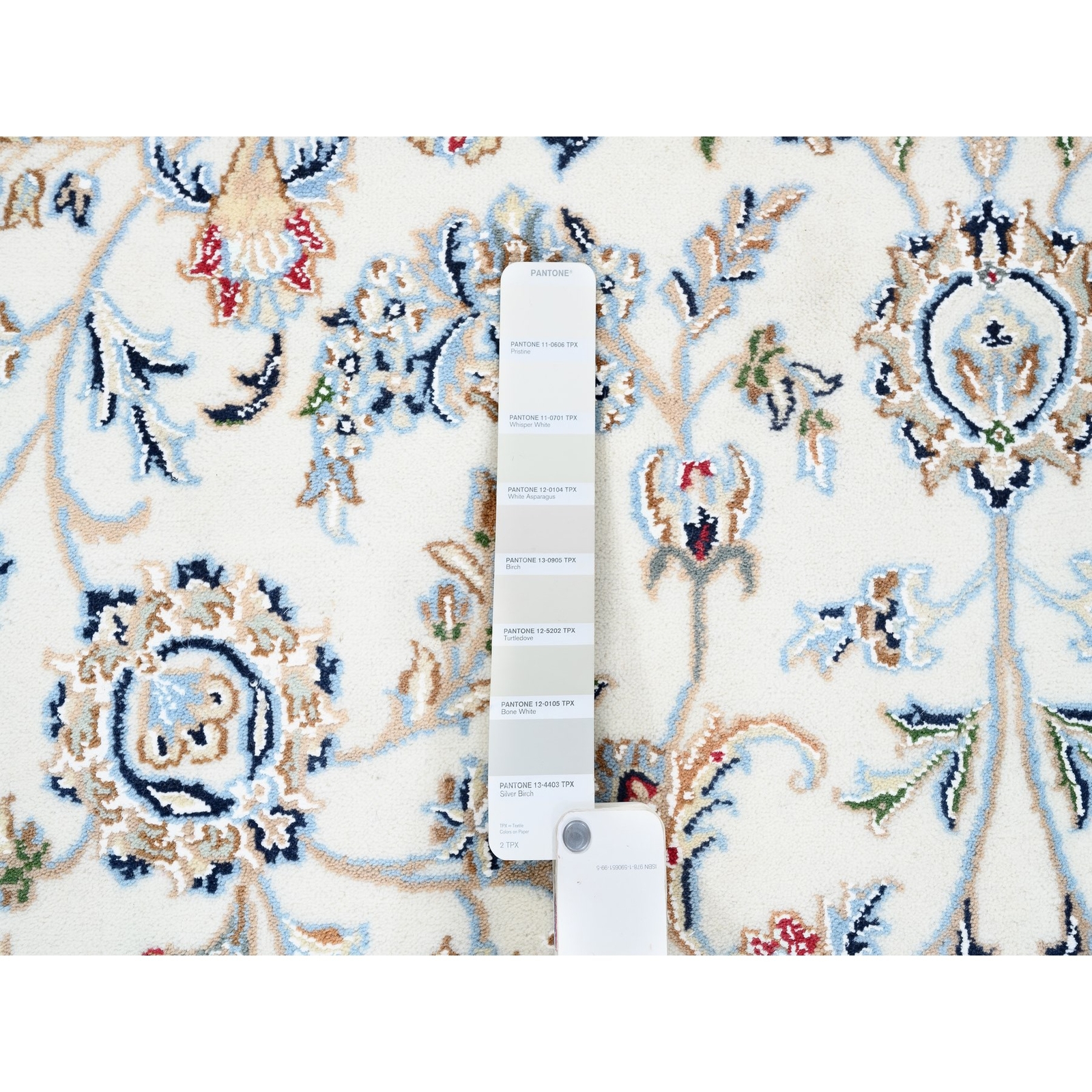 5’9″x5’9″ All Over Design Square Wool and Silk 250 KPSI Nain Handmade Rug R62789
