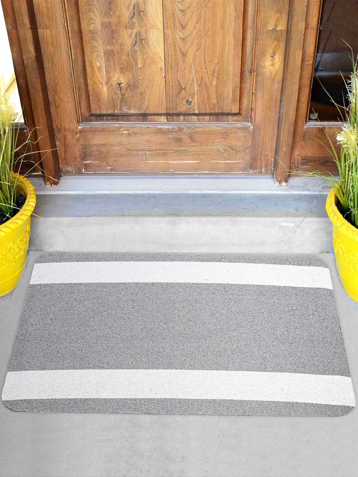 Block Stripe Doormat, Accent Area Mat or Rug, Recycled Cotton Top, PVC Bottom…