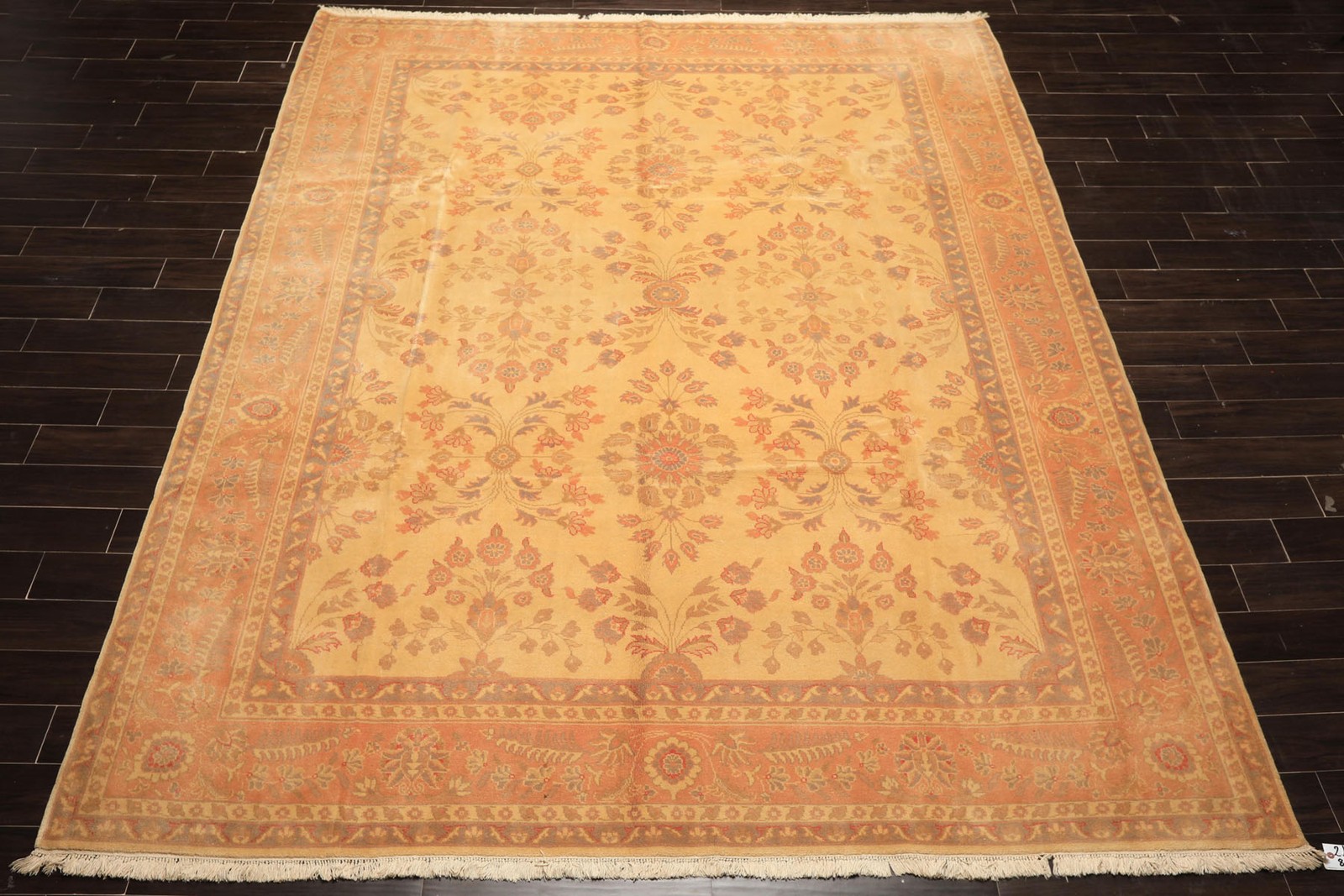 8’11”x11’6″ Hand Knotted Wool Beige Blush Oushak Silky Sheen Rare Egyptian Rug