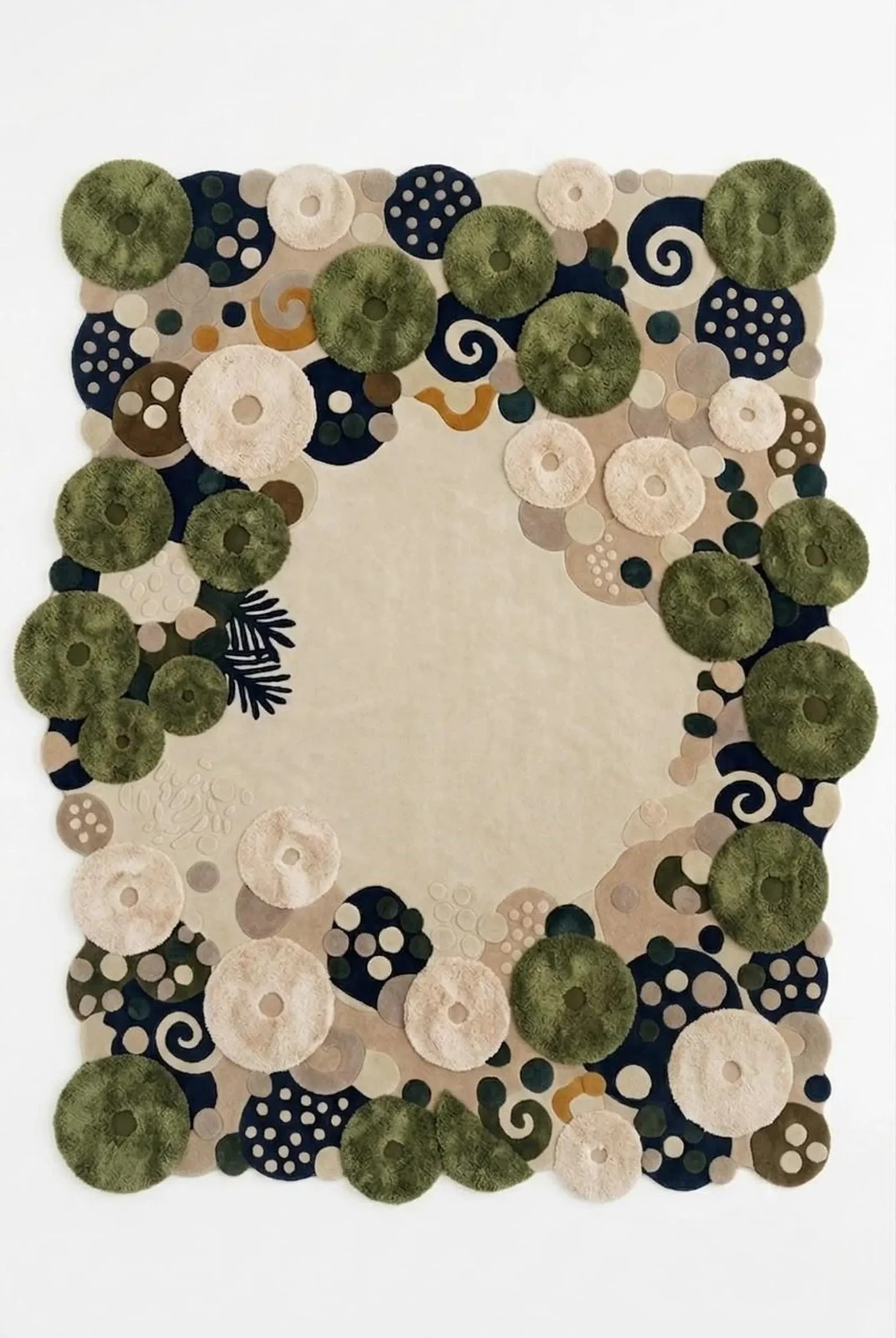 Modern Organic Tufted Area Rug, Moss-Inspired Abstract Carpet, Handmade wool rug