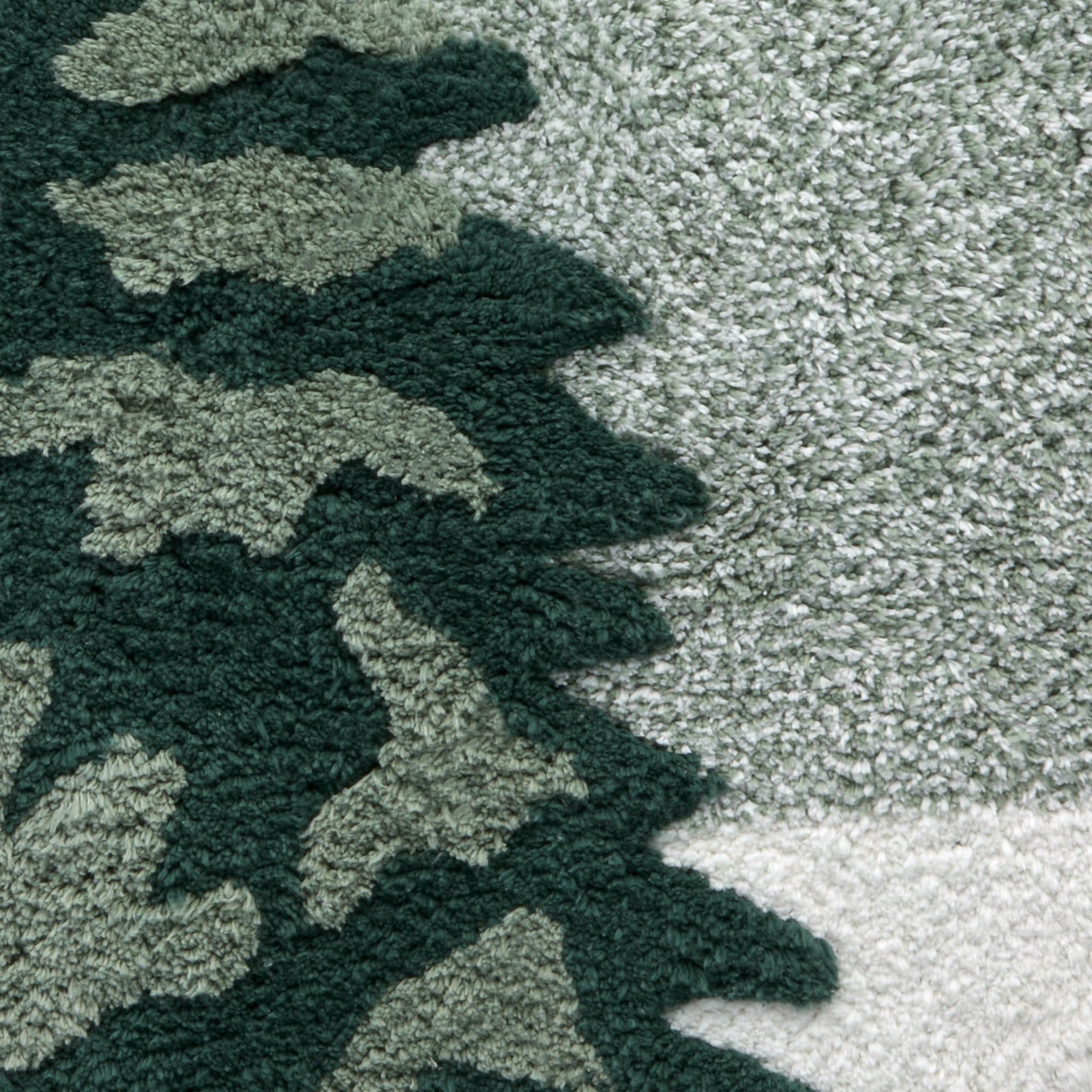 Christmas Winter Pines 100% Cotton Rug, Plush & Absorbent, Slip-Resistant, Green