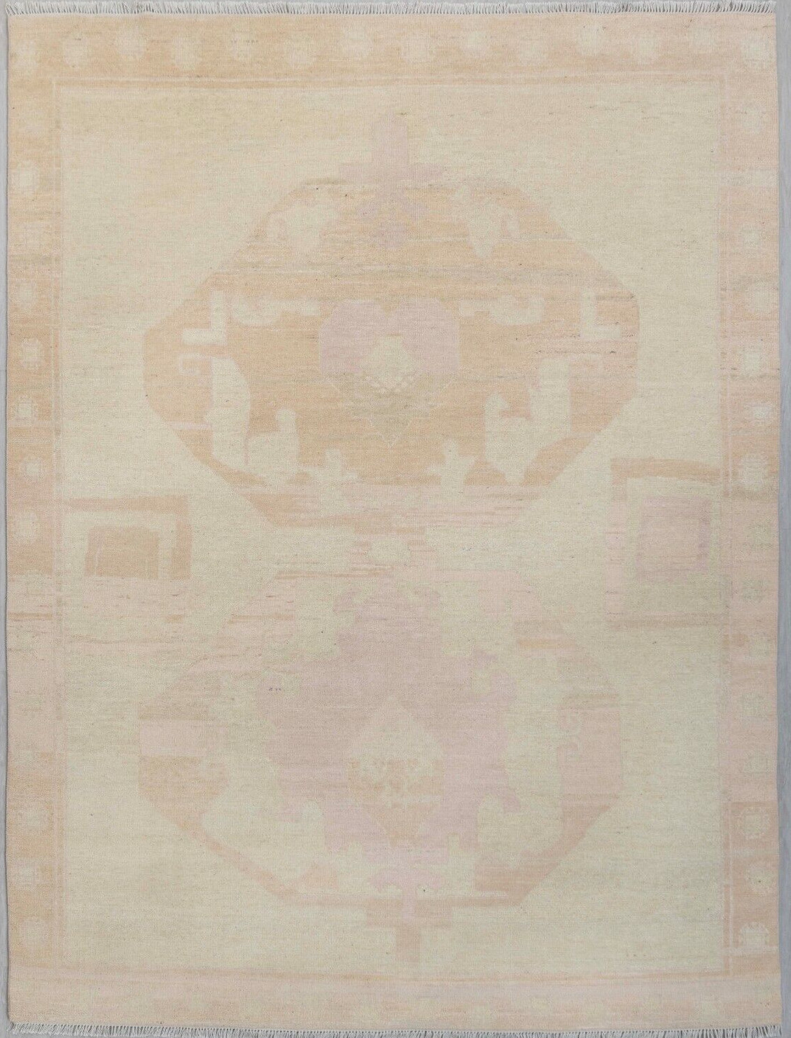 8×10 Turkish Style Oushak Rug Cream Peach Hand Knotted Soft Quality Wool Rug