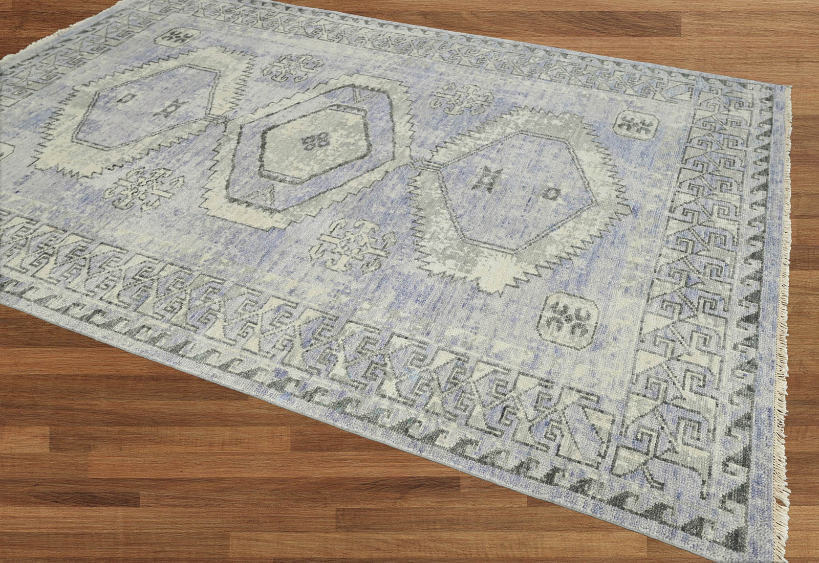 6’5”x9’6” Gray Hand Knotted Traditional Oushak Wool Oriental Area Rug