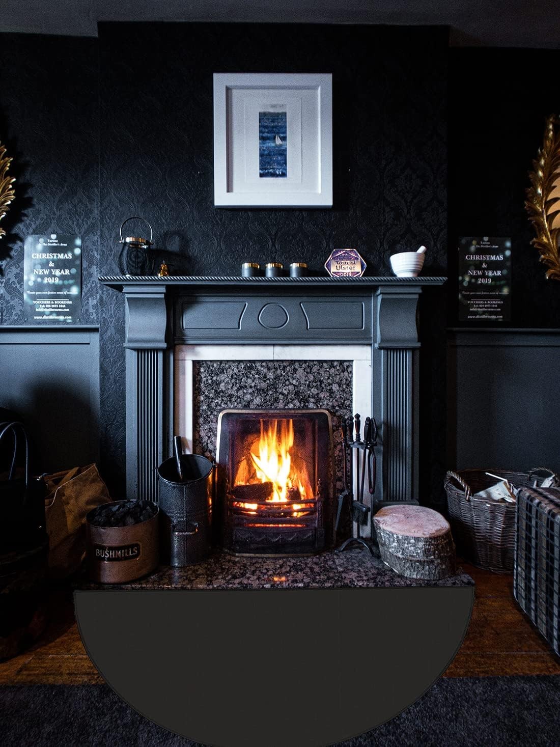 63″x37″ Extra Large Half Round Fireproof Fireplace Mat Hearth Rug Non-Slip.