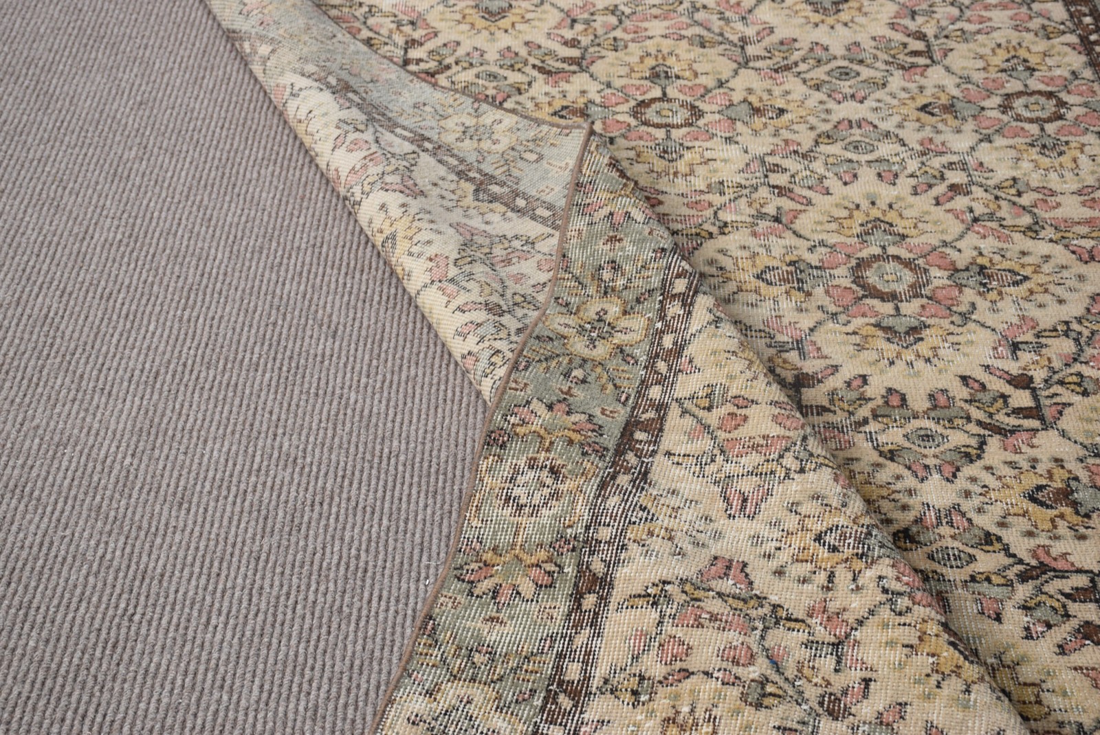 Turkish 4,4×8,2 ft Rug, Vintage Rug, Brown Ikat Wool Rug