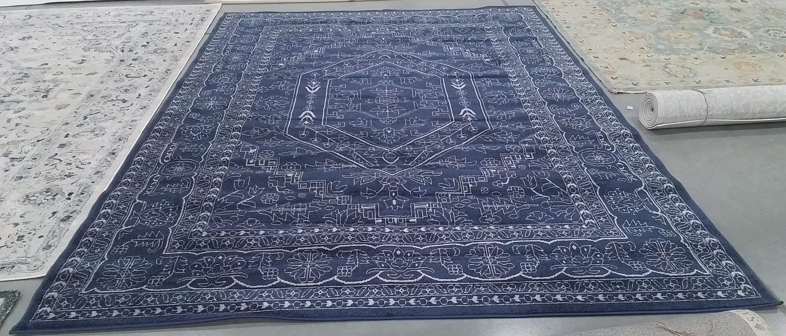 NAVY / IVORY 9′-0″ x 12′-0″ Pulled Thread Rug Reduced Price 1172793798 ADR108N-9