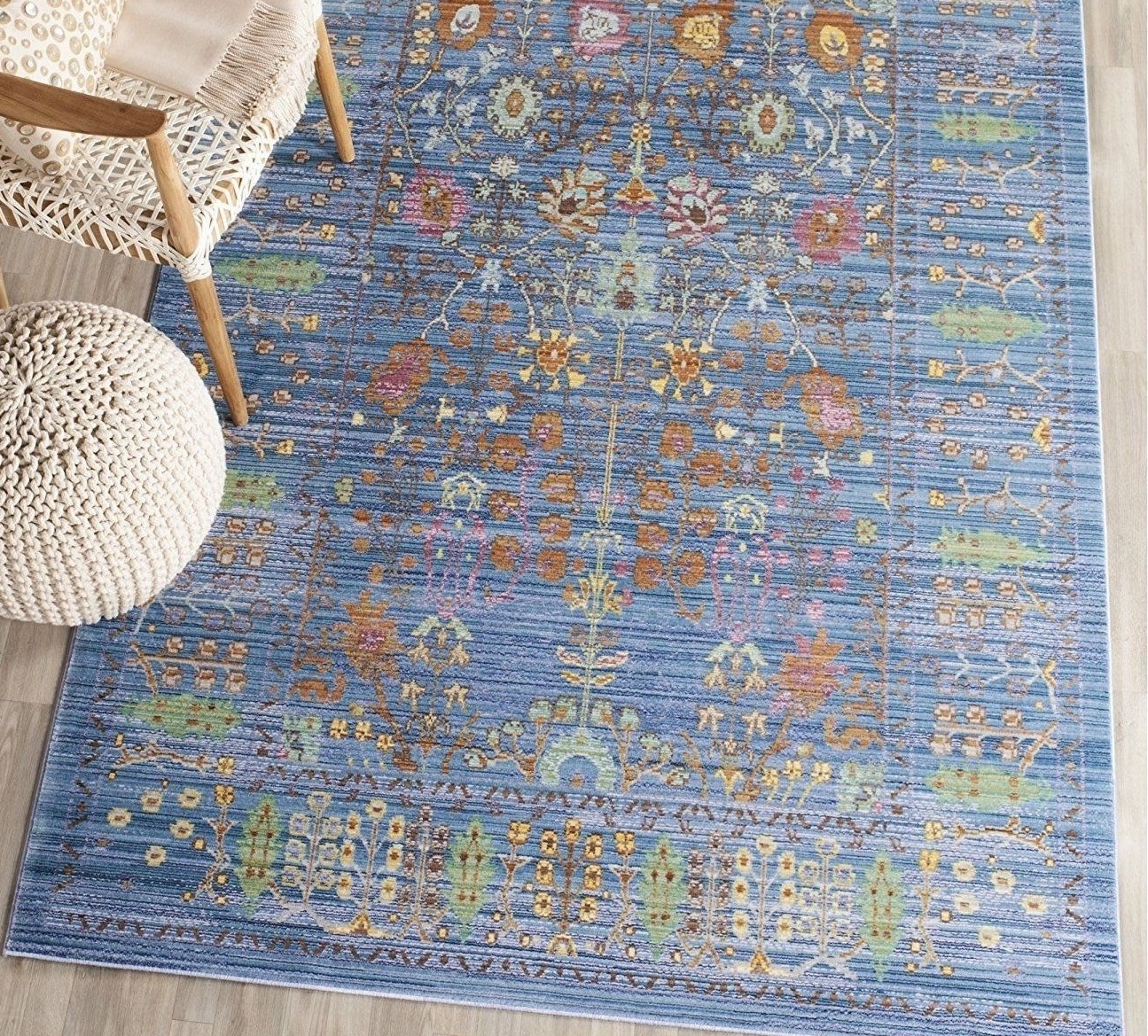 Anthropologie Penshurst Antique Floral Rug, Blues & Greens, NEW