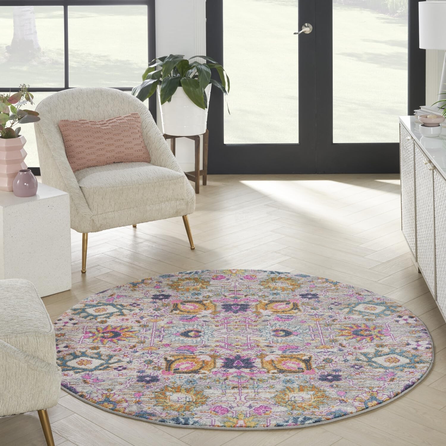 Nourison Home Passion Silver 5 X Round Area Rug – Non Shedding Bed Room