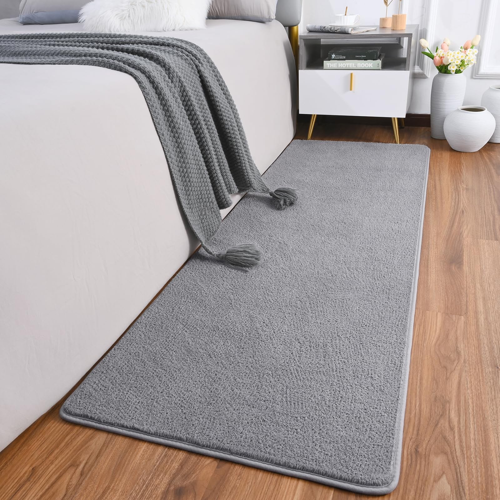 2×8 Feet Shag Runner Rug for Hallways, Washable Rugs with Memory Foam for Bed…