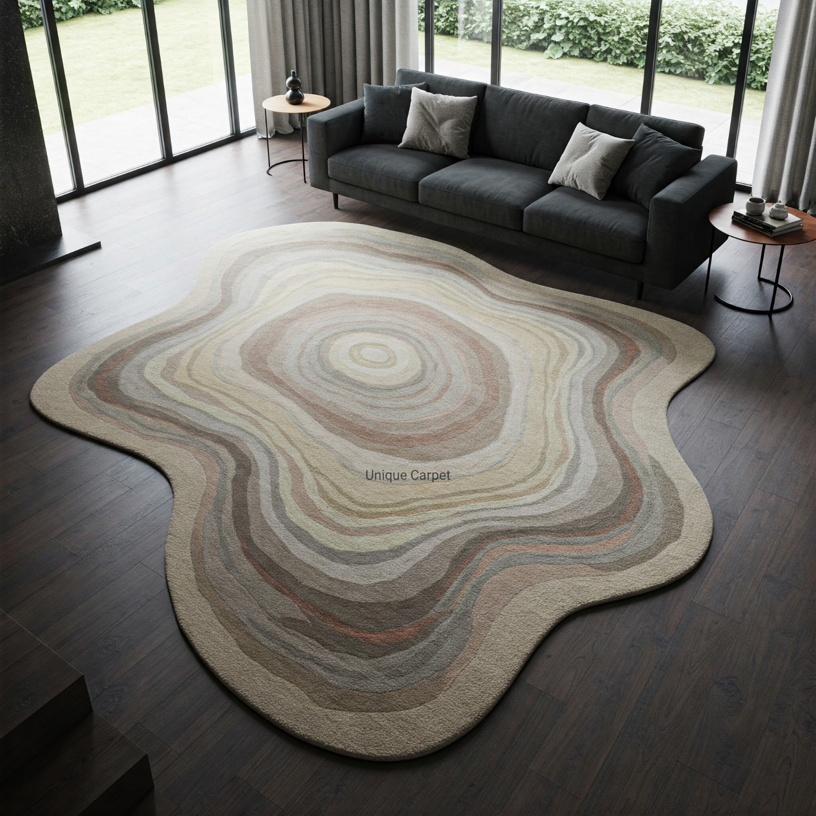 Beige Cream Brown Gray Abstract Hand Tufted Wool Area Rug For Living Room 9×12