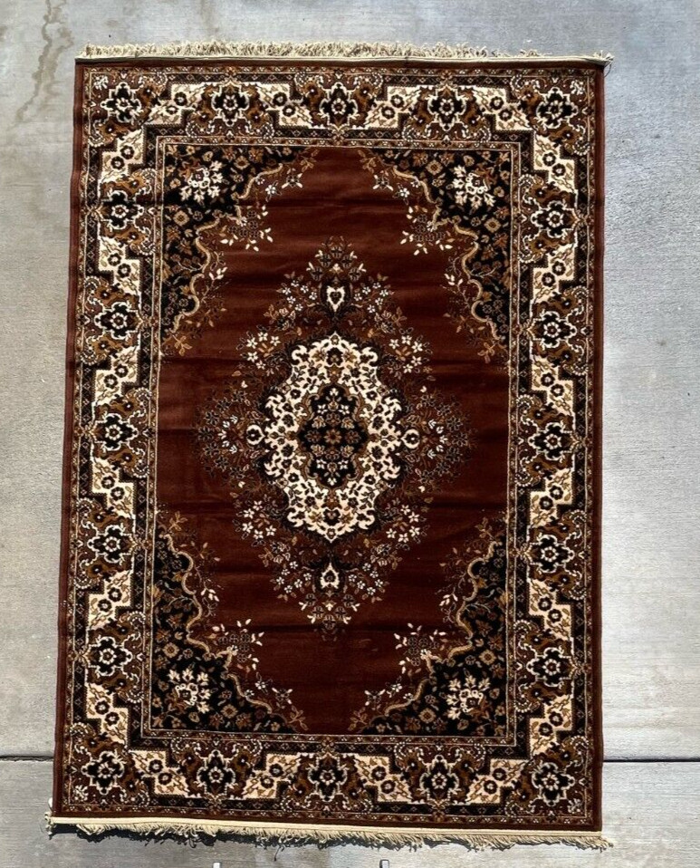 60’s MOSSUL Brown Floral UNUSED Rya Rug Mid Century Modern