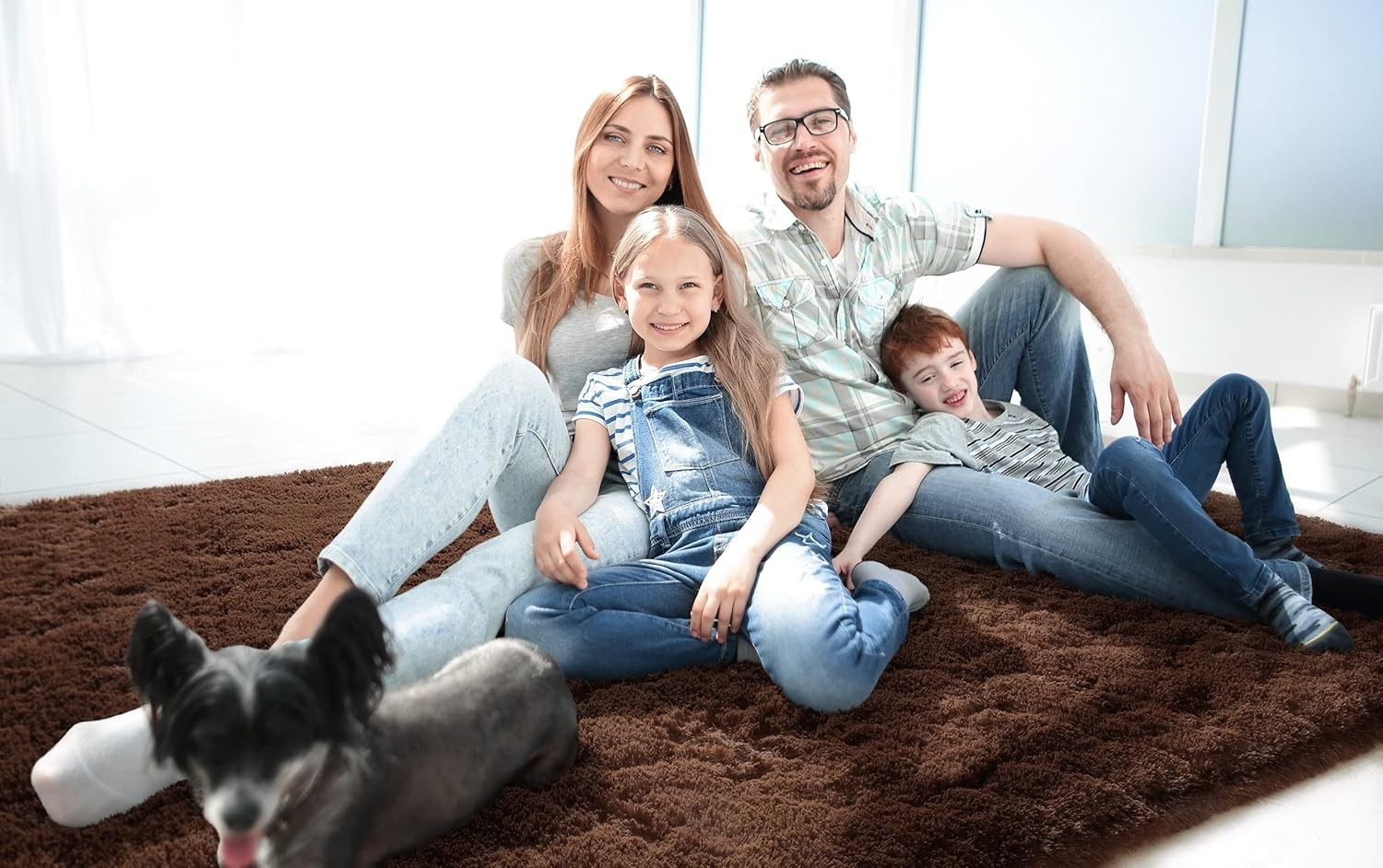 Fluffy Indoor Area Rug, Soft Brown Carpet for Living Room or Nursery Decor