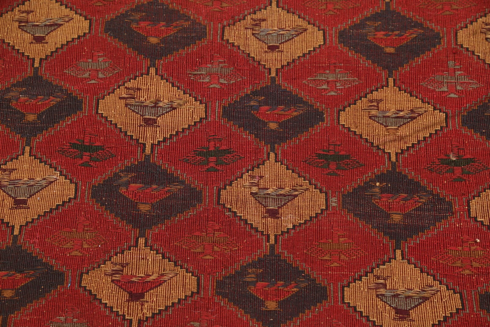 Flat-woven Antique Look Sumak Sirjan Kilim Oriental Hand-Woven 4’x6′ Rug