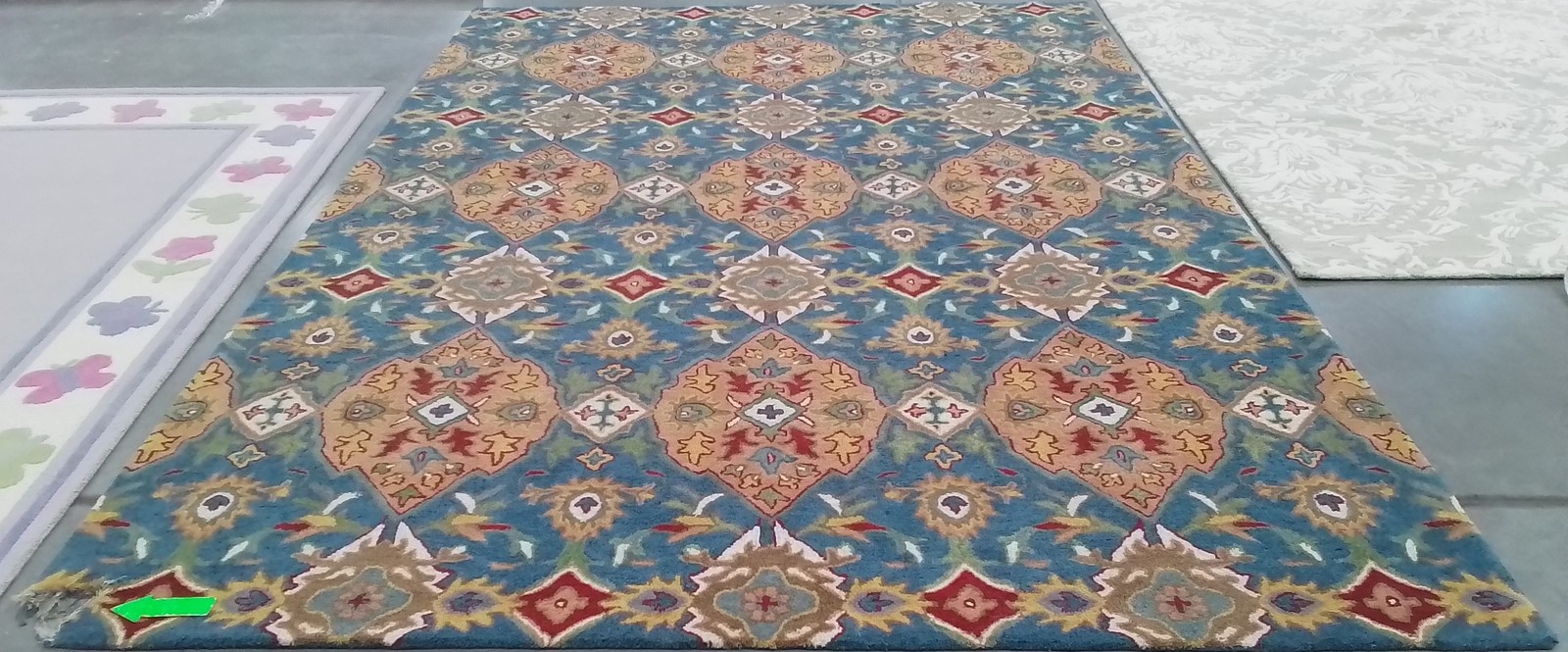 CAMEL / BLUE 9′-0″ x 12′-0″ Ripped Corner Rug, Reduced Price 1172795790 HG653A-9