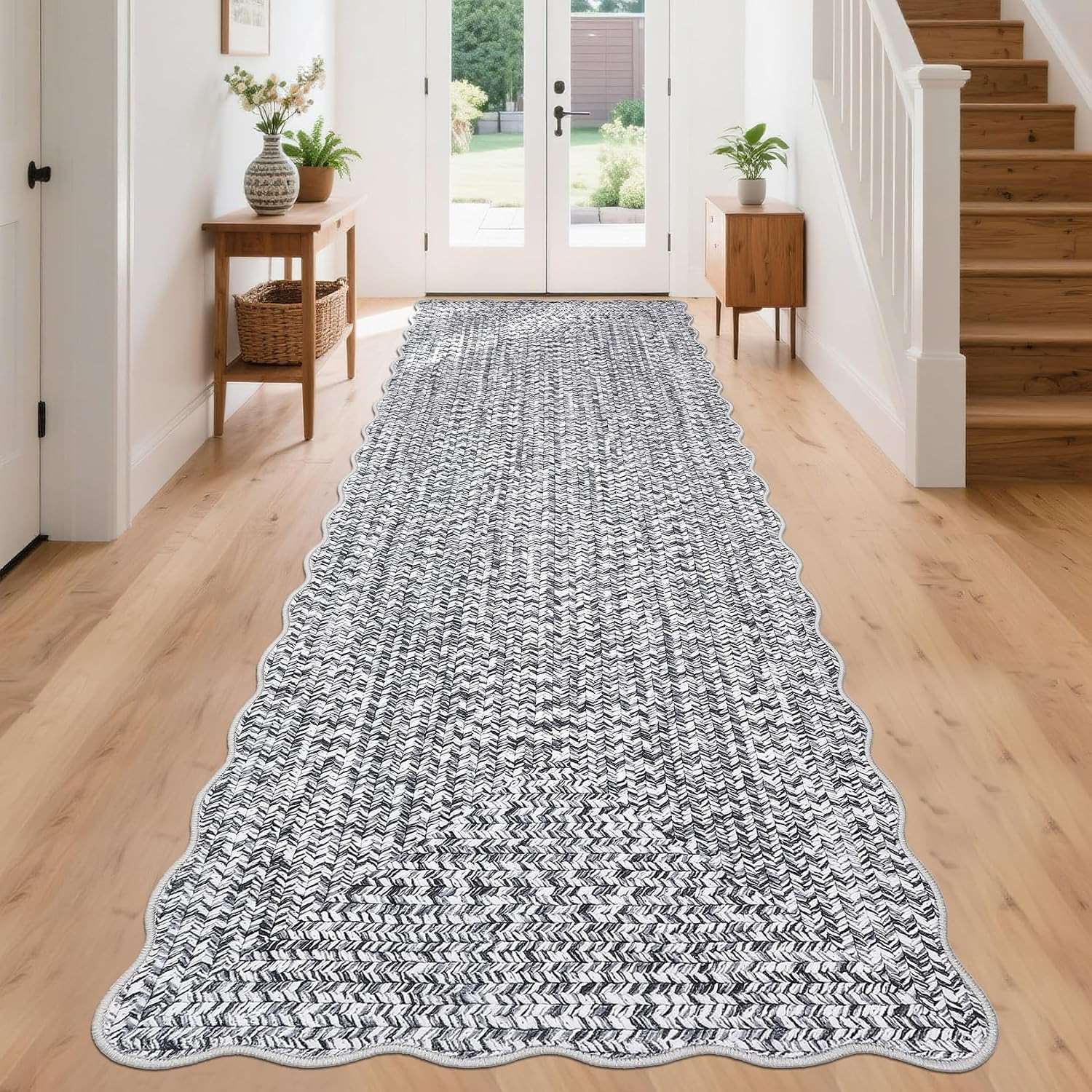 Imitation Braided Collection-Print 2X8 Runners for Hallway Non Slip Washable Kit
