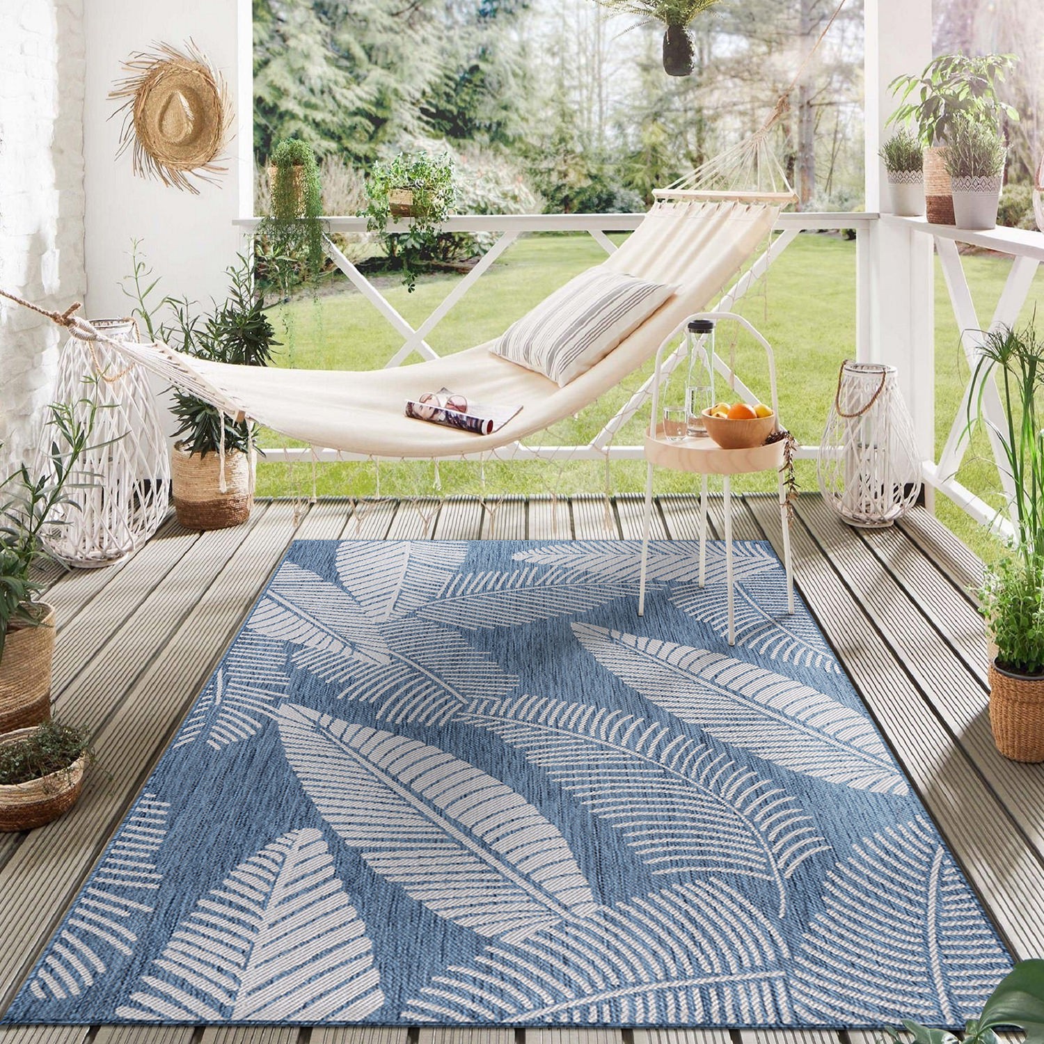 Rugshop Outdoor Rug Distressed Palm Leave Textured Rug Indoor Outdoor Carpet 5×7