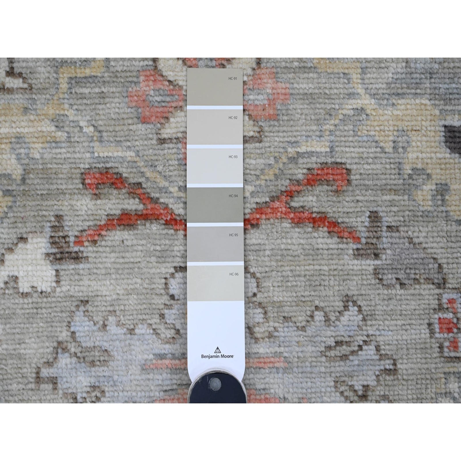 3’x4’9″ Gray Hand Knotted Afghan Angora Oushak Floral Pattern Wool Rug R20299