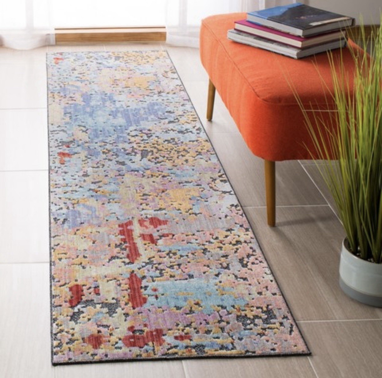 Stunning Bliss Artisan Vintage Boho Power Loomed Runner 2’2” x 8’ Yellow / Red